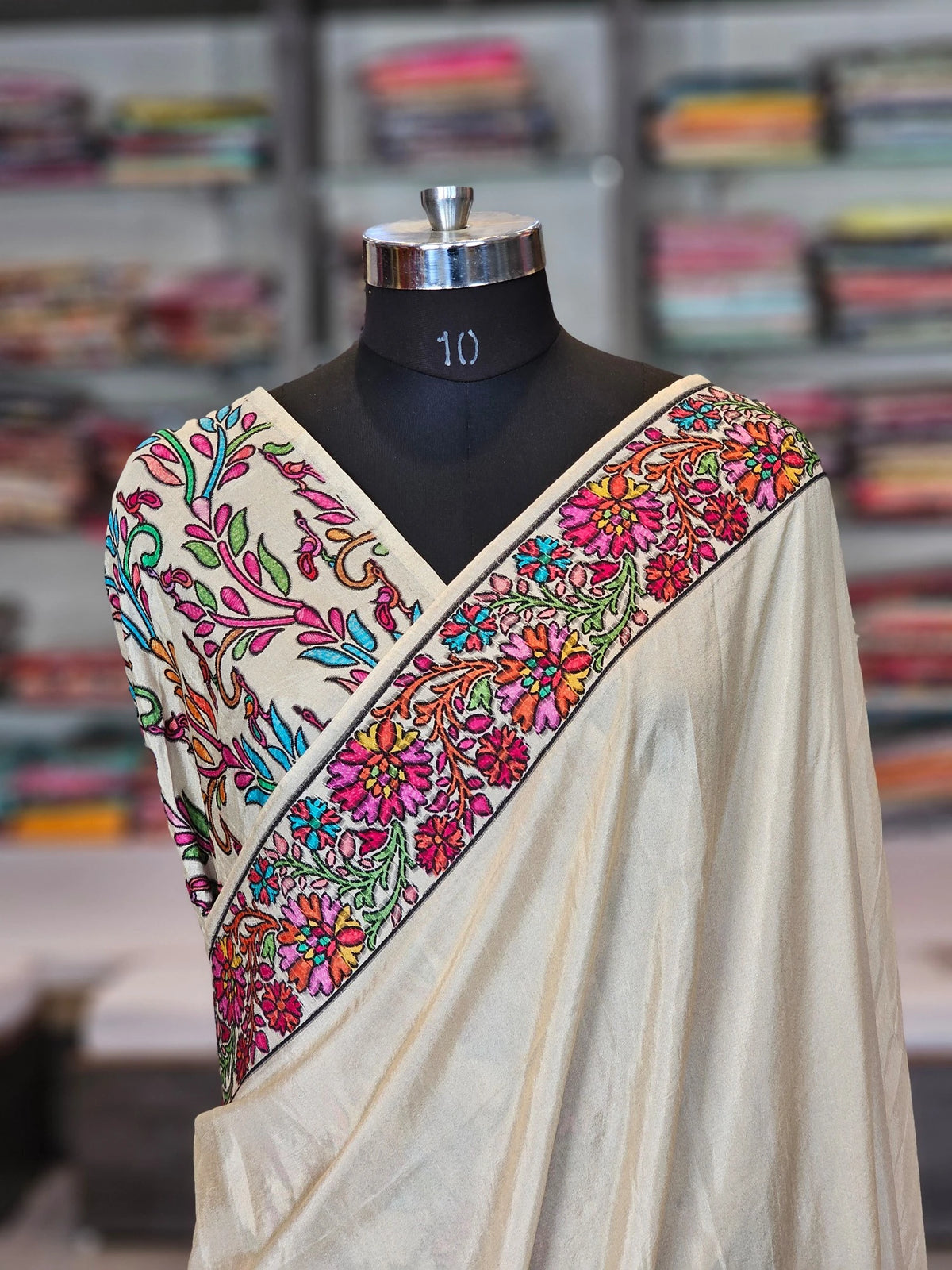 8484 Chitra Exclusive Velvet Pashmina Kashmiri Work Pure Viscose Silk Saree