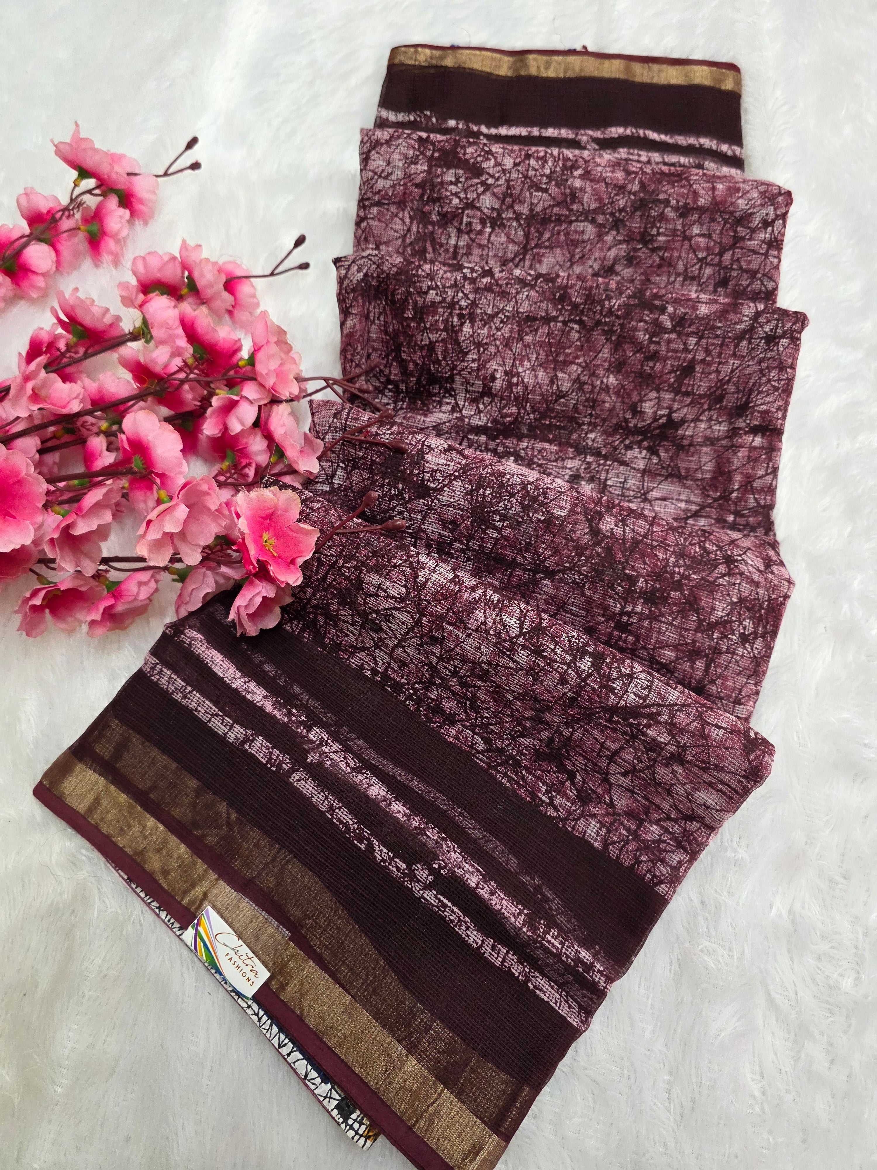 595002 शुद्ध कोटा डोरिया हैंडब्लॉक्ड प्रिंटेड साड़ी