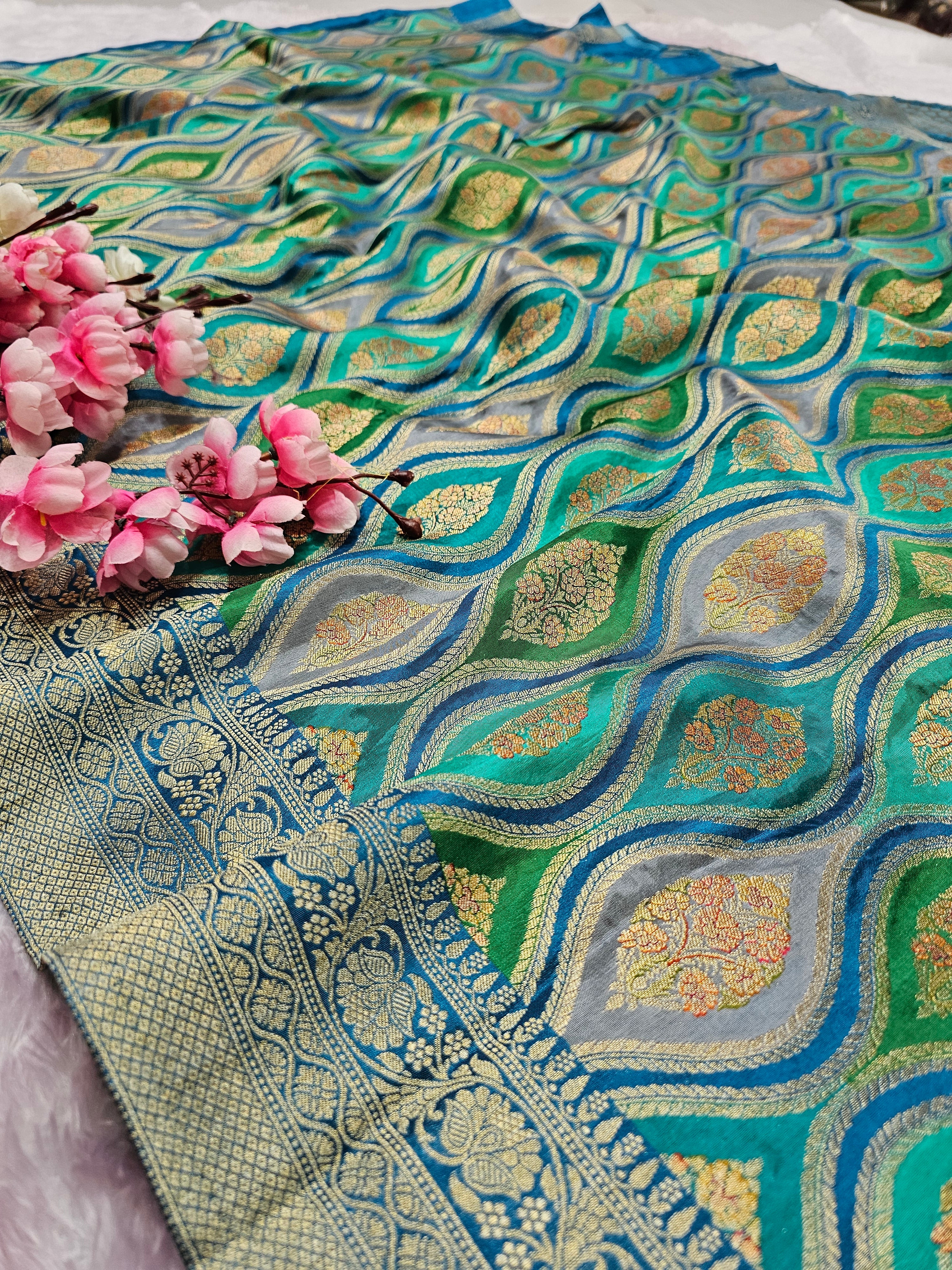 989001 Exclusive Pashmina Kashmiri Work Pure Viscos Silk Saree