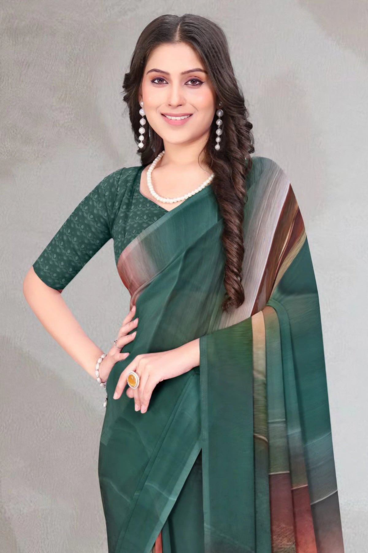 2413 Very Soft Georgette Flower Print Saree