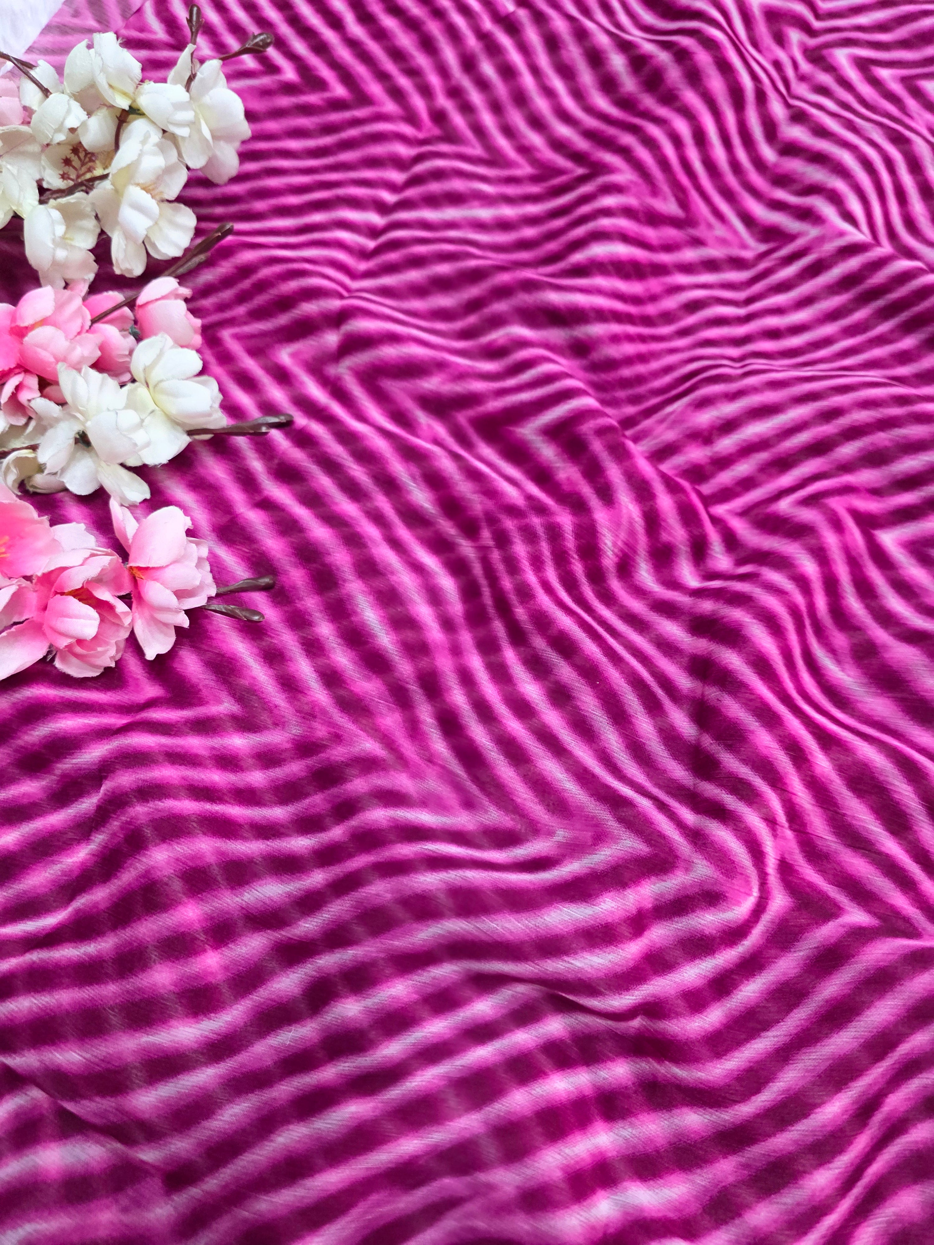 853005 Rajwadi Chiffon Designer Lehriya Saree - Wine Pink