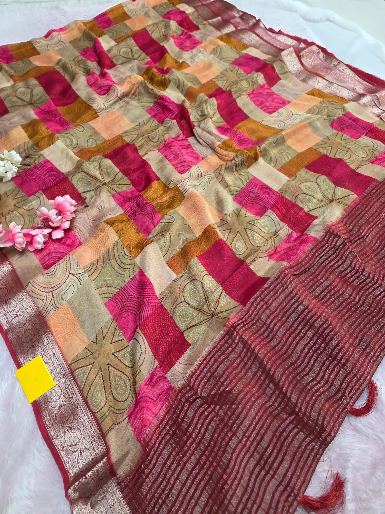 CA0990 Chitra Exclusive Pure Chinon Silk Printed Saree With Zari Border