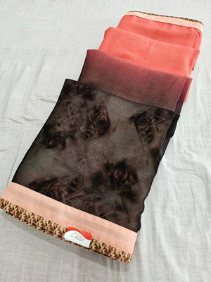 599004 Flower Print Heavy Georgette Branded Saree 467003