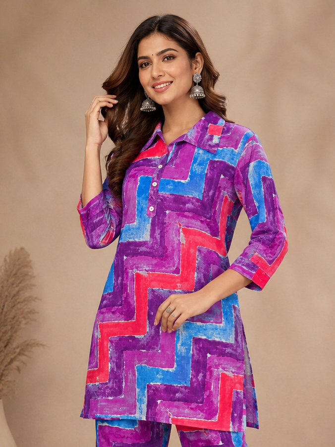 12168 Pure Cotton Hand Printed Co-Ord Set