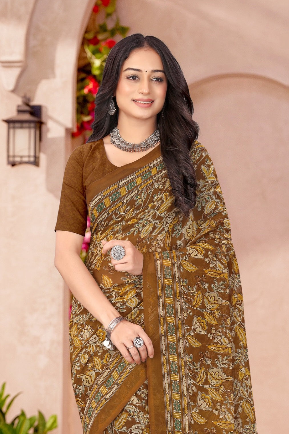 2192 Very Heavy Georgette Flower Print Saree