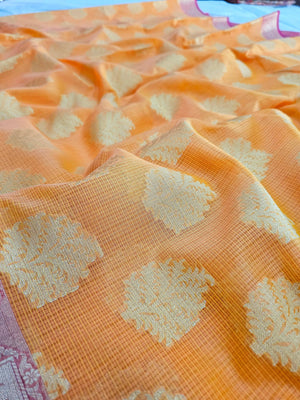 743003 Beautiful Banarasi Zari Weaving Pure Kolkata Cotton Saree