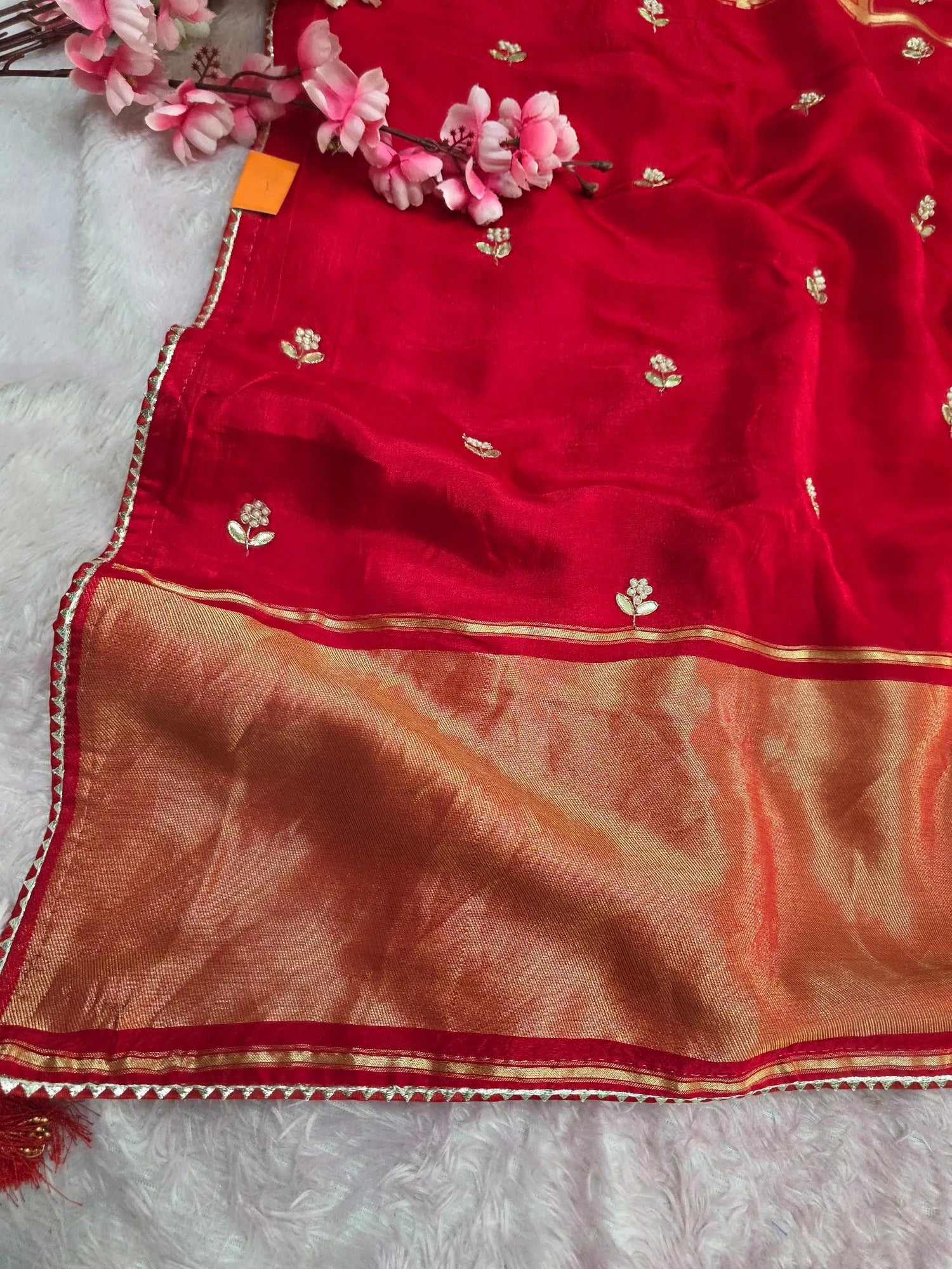 5280 Pure Upada Silk Saree with Ghatchola With Handwork - Red