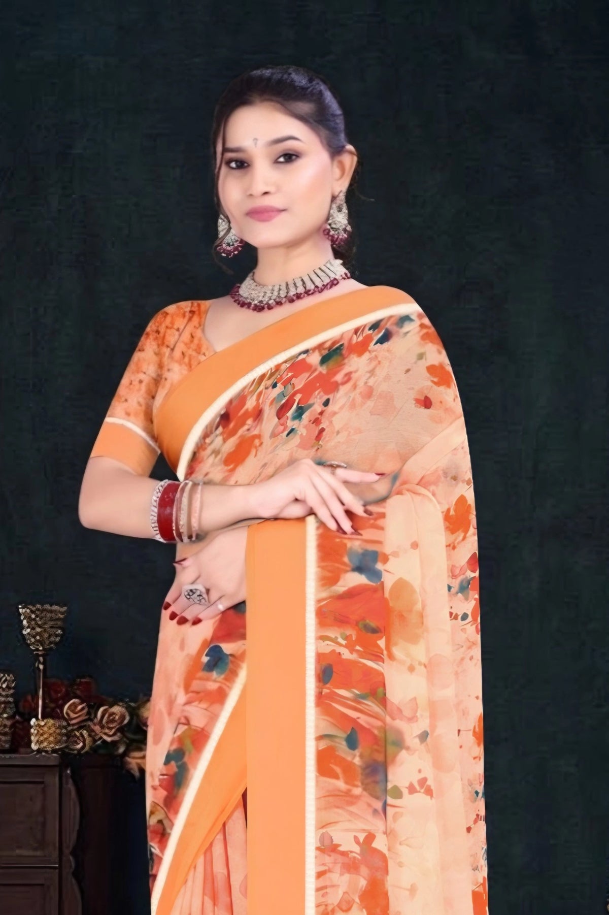 2402 Chitra Special Georgette Crepe Silk Digital Print Saree