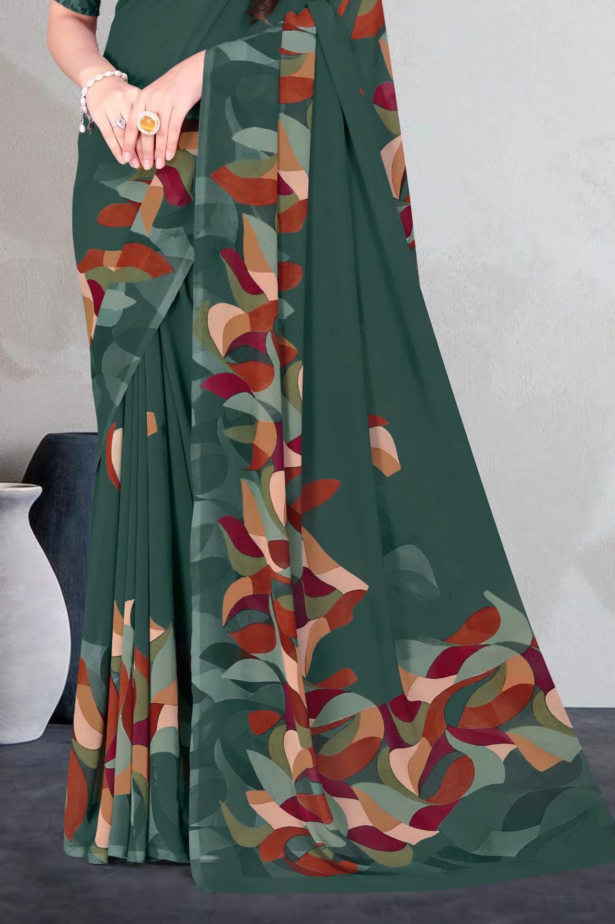 2405 Very Soft Georgette Flower Print Saree