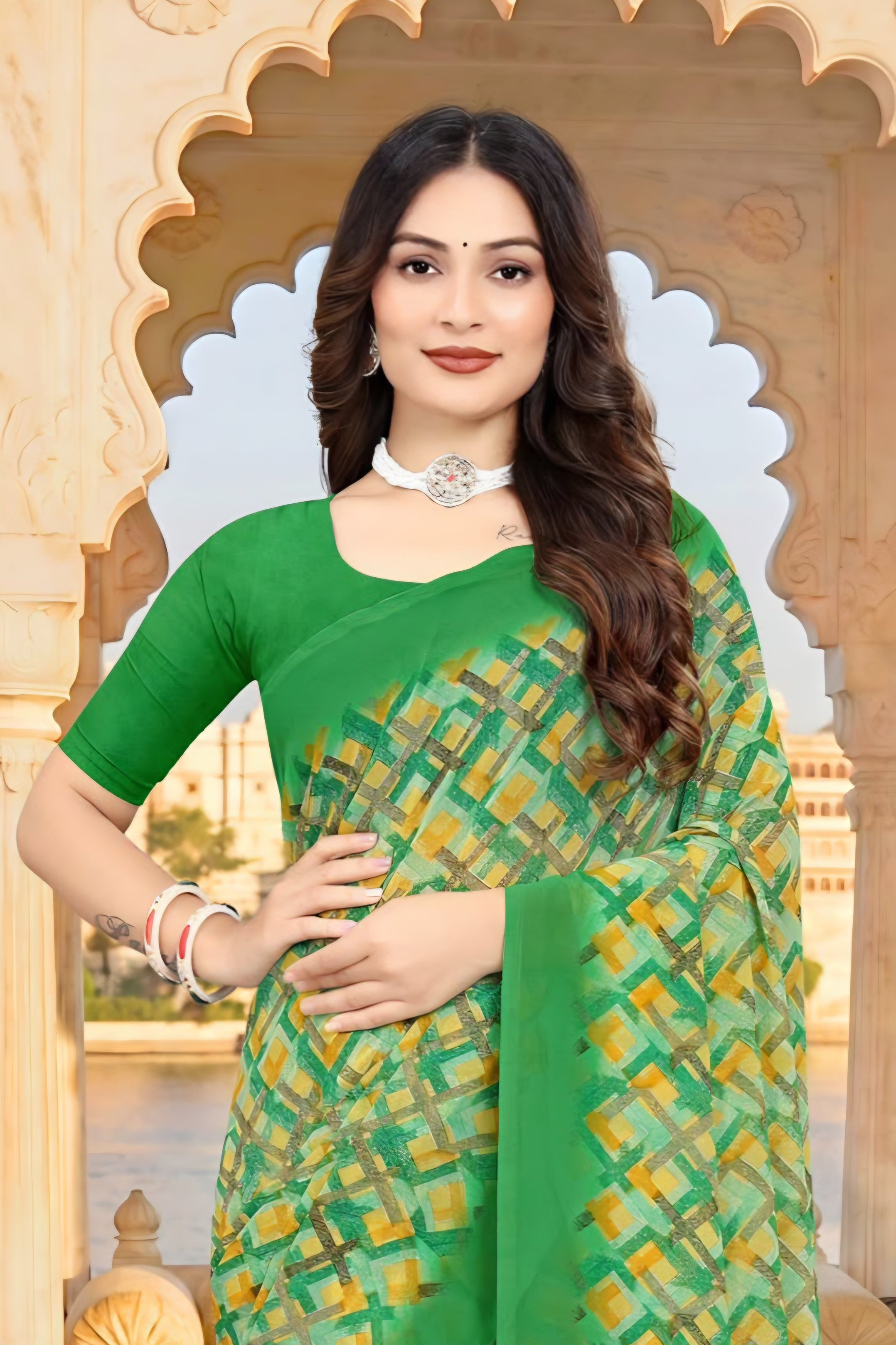 2309 Very Soft Danedar Georgette Flower Print Saree