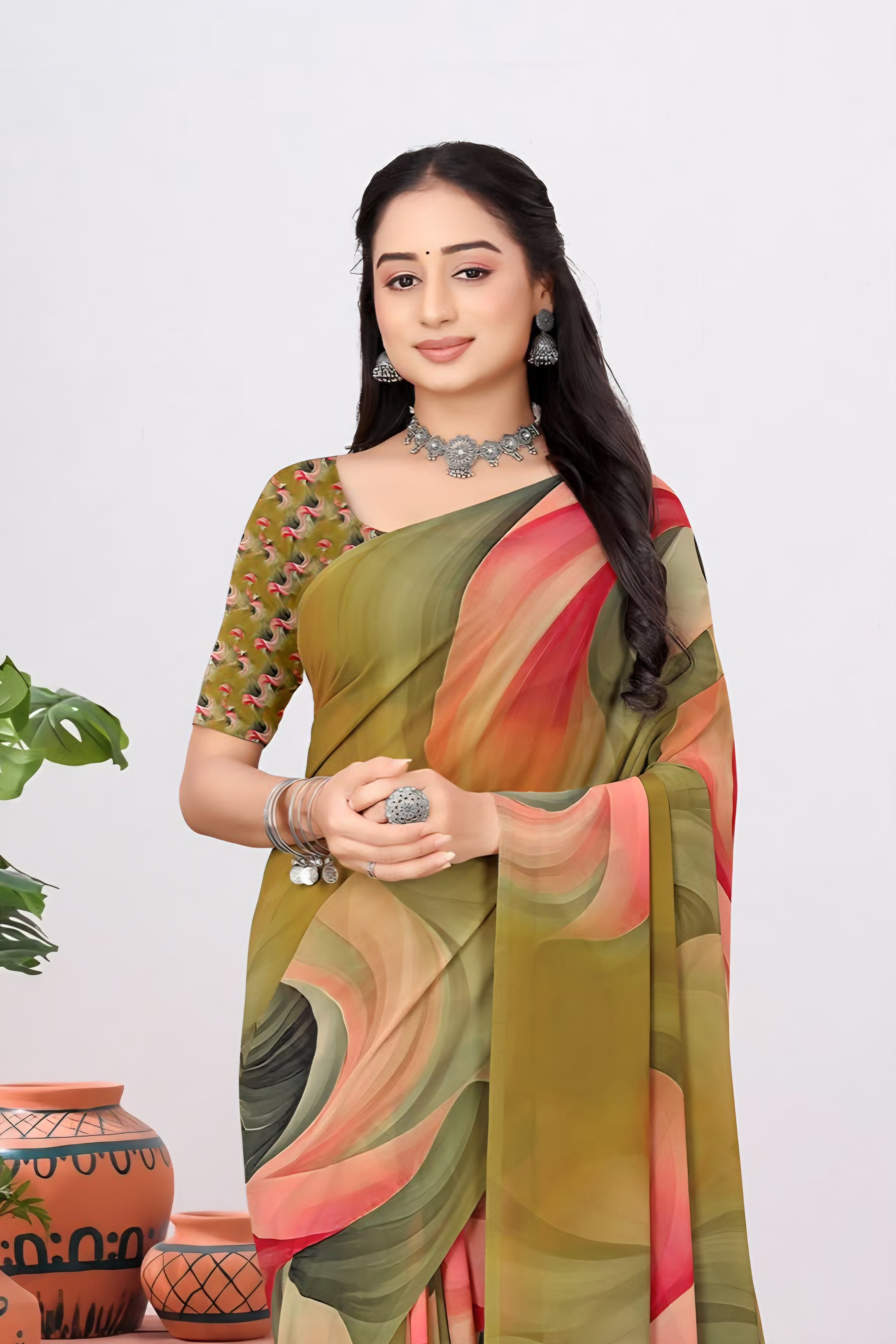2271 Very Soft Georgette Flower Print Saree