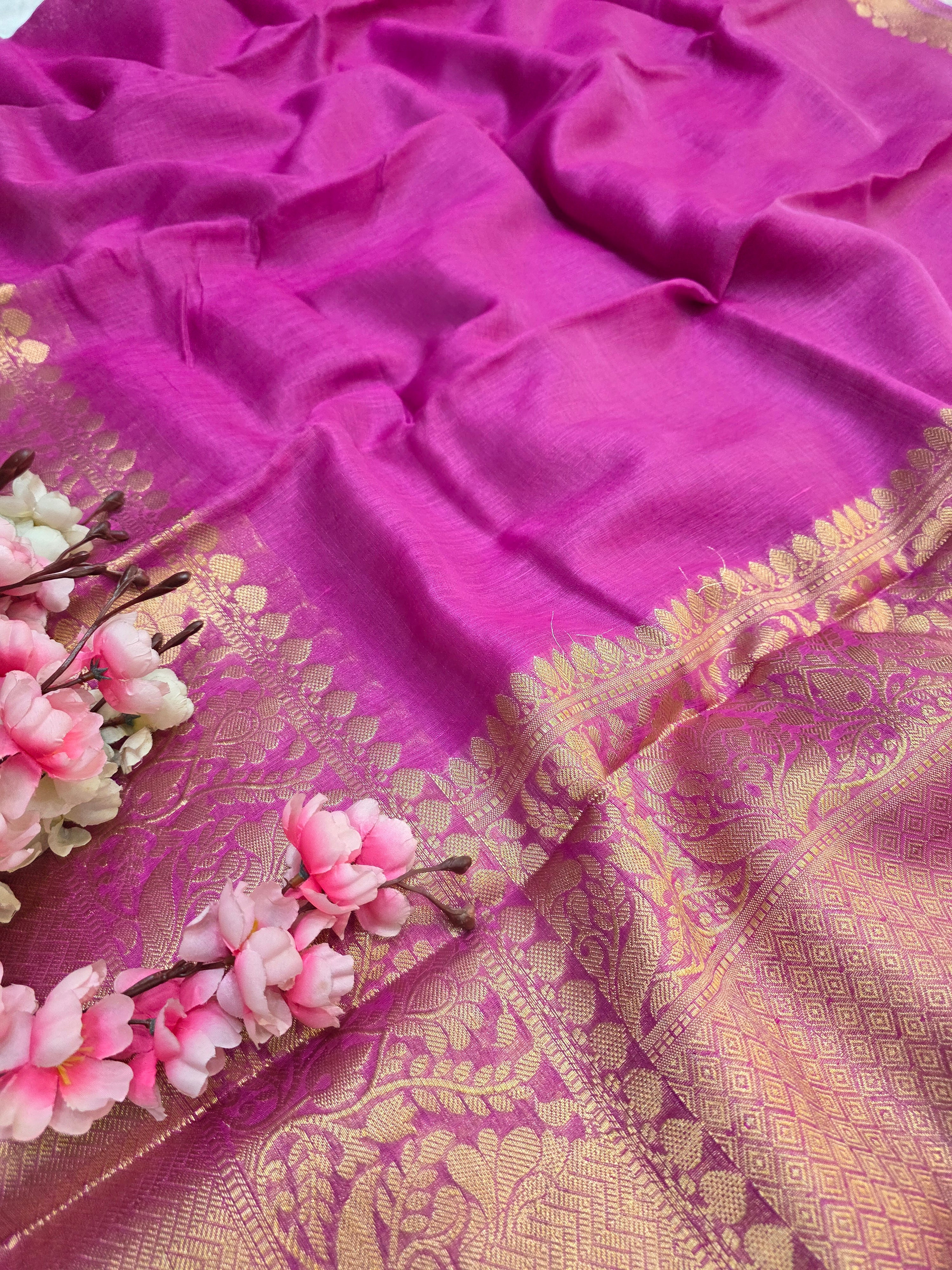 270002 Kanjiwaram Style Banarasi Saree - Pink