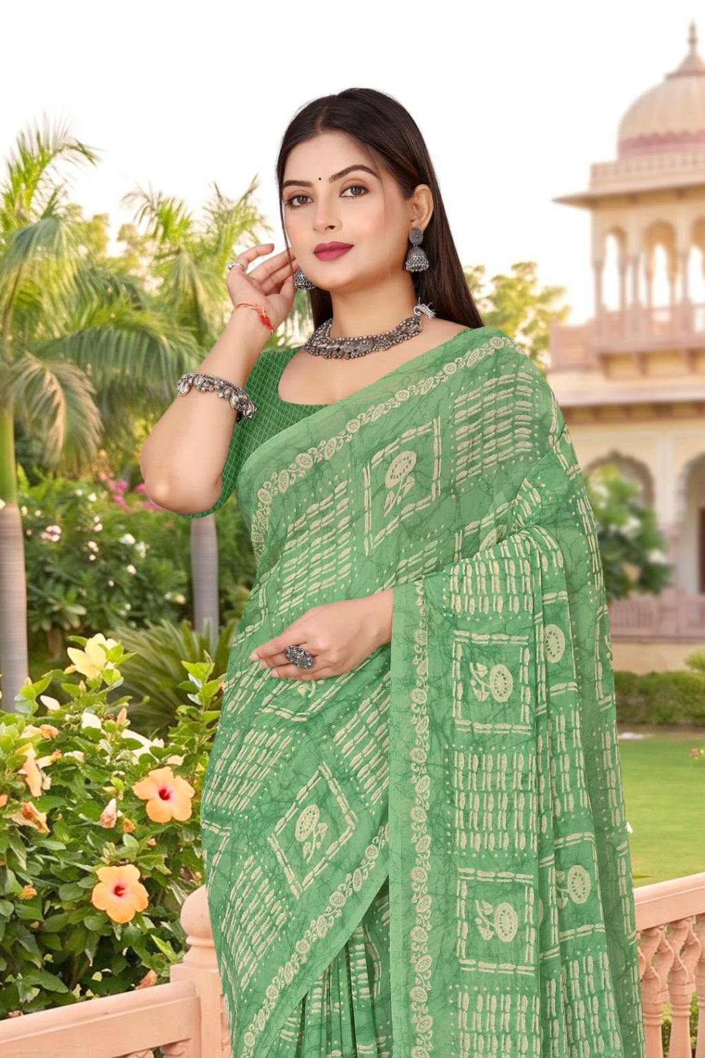2213 Very Heavy Georgette Flower Print Saree