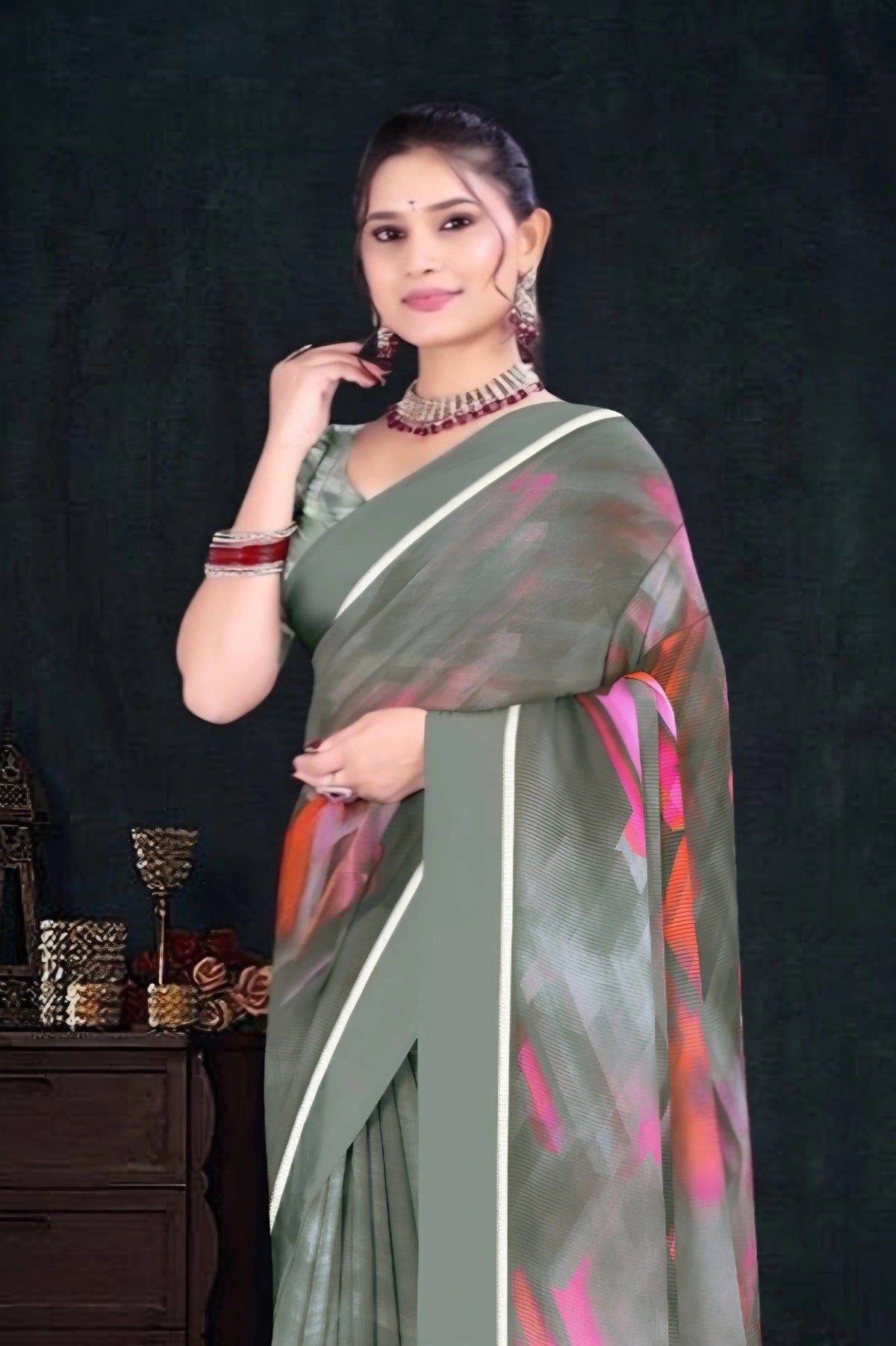 2396 Chitra Special Georgette Crepe Silk Digital Print Saree