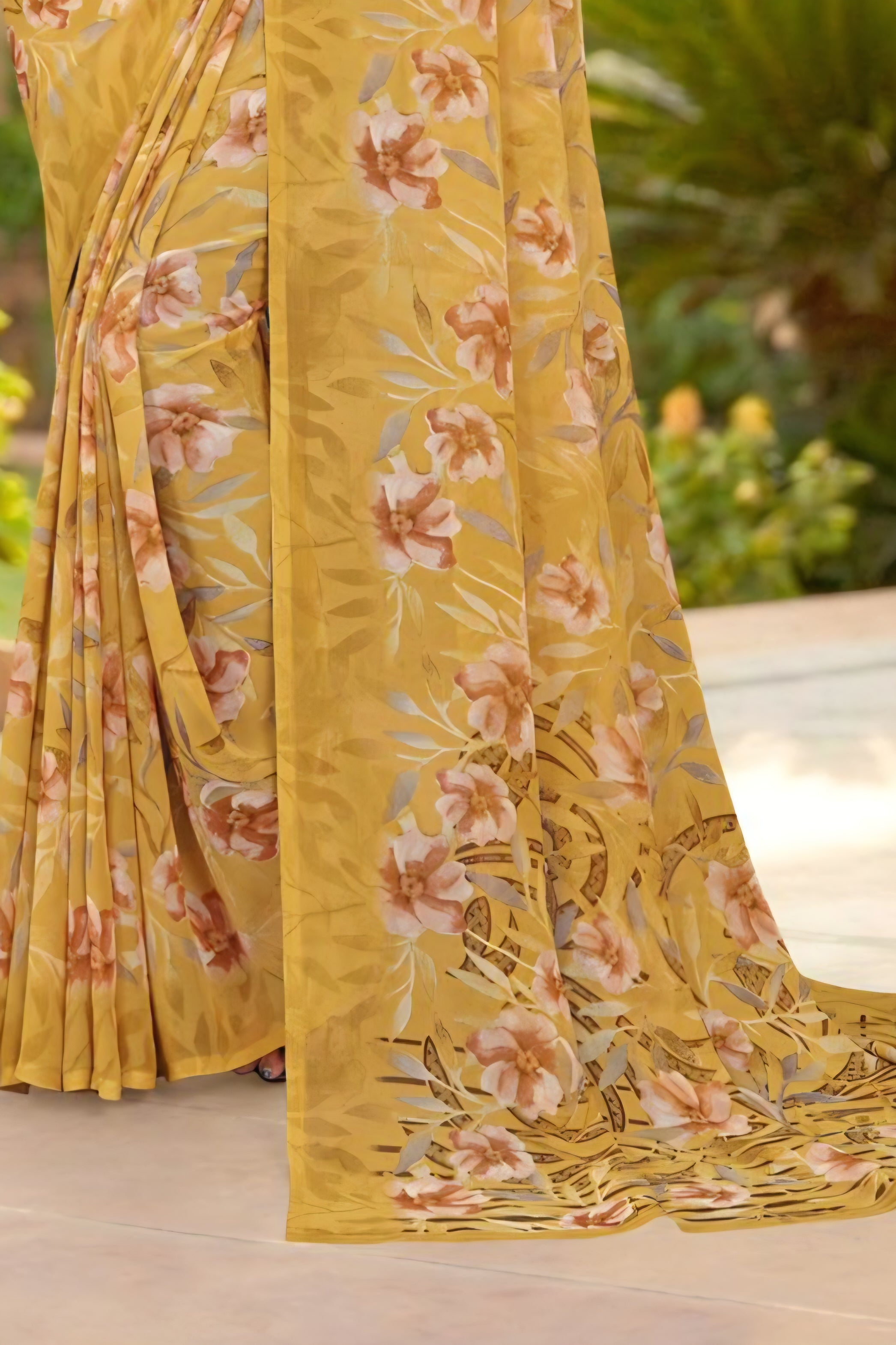 101907 Very Soft Heavy Georgette Flower Print Saree