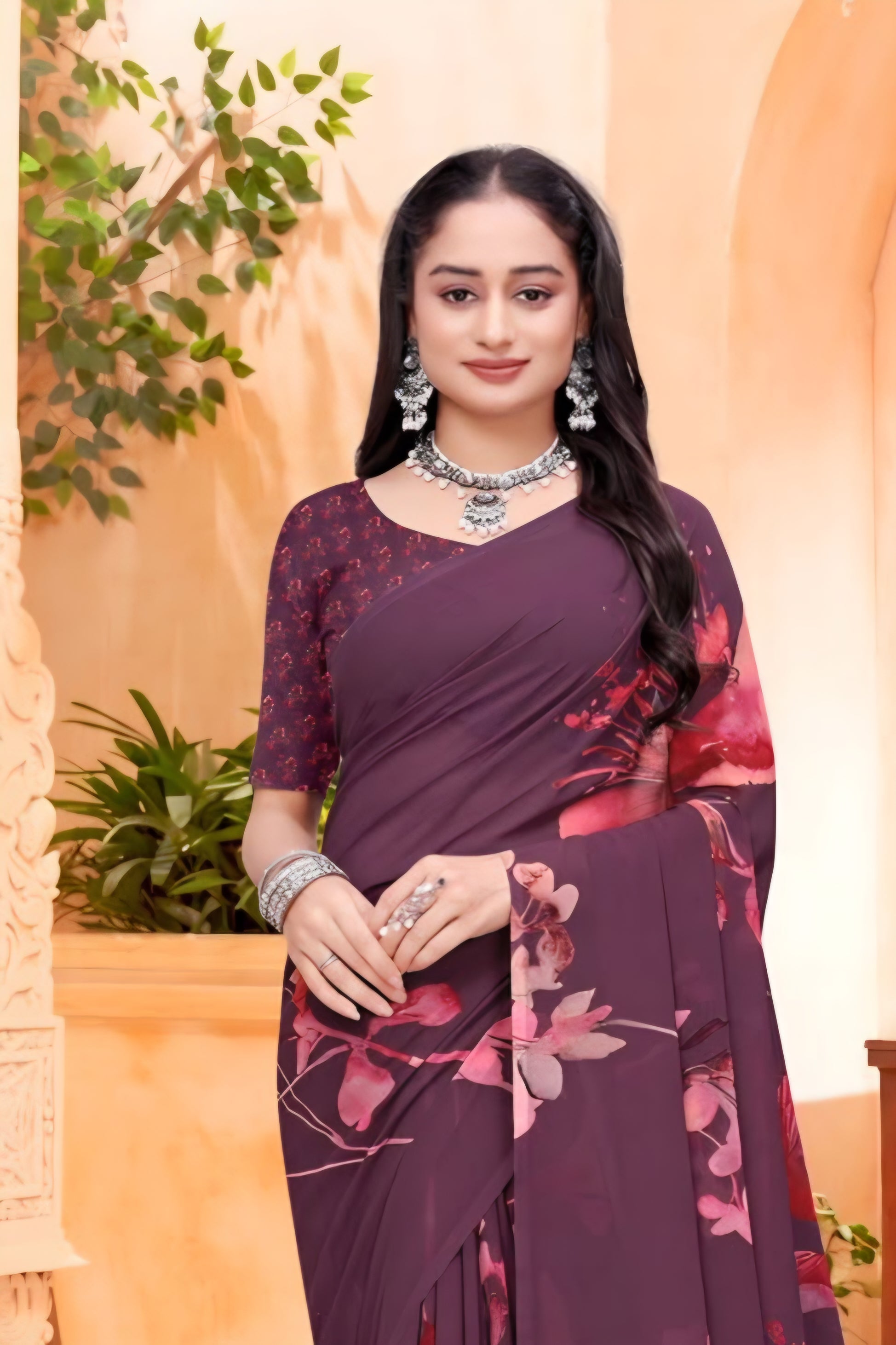 2365 Very Soft Georgette Flower Print Saree