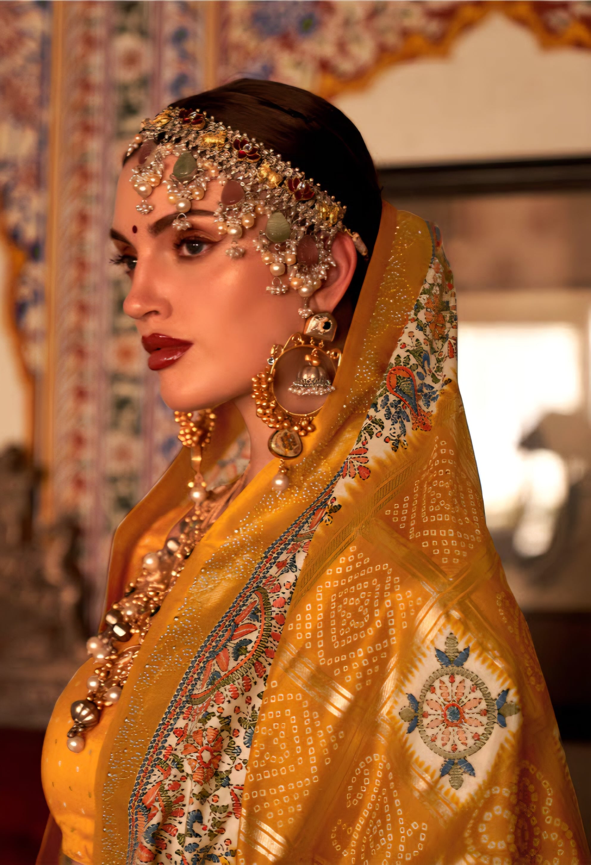 100707 Premium Ghatchola Patola Print Silk Saree With Gold Print