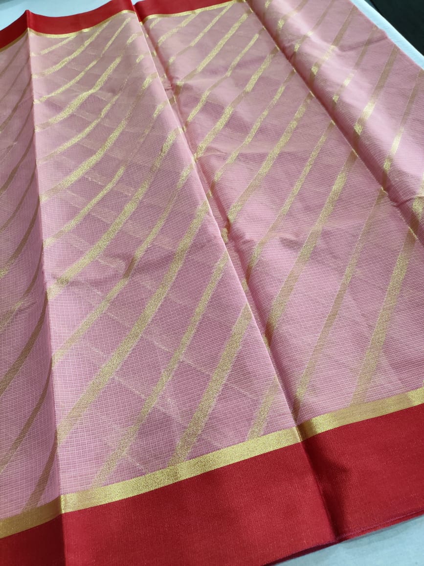 105002 Zari Weaving Saree - Pink