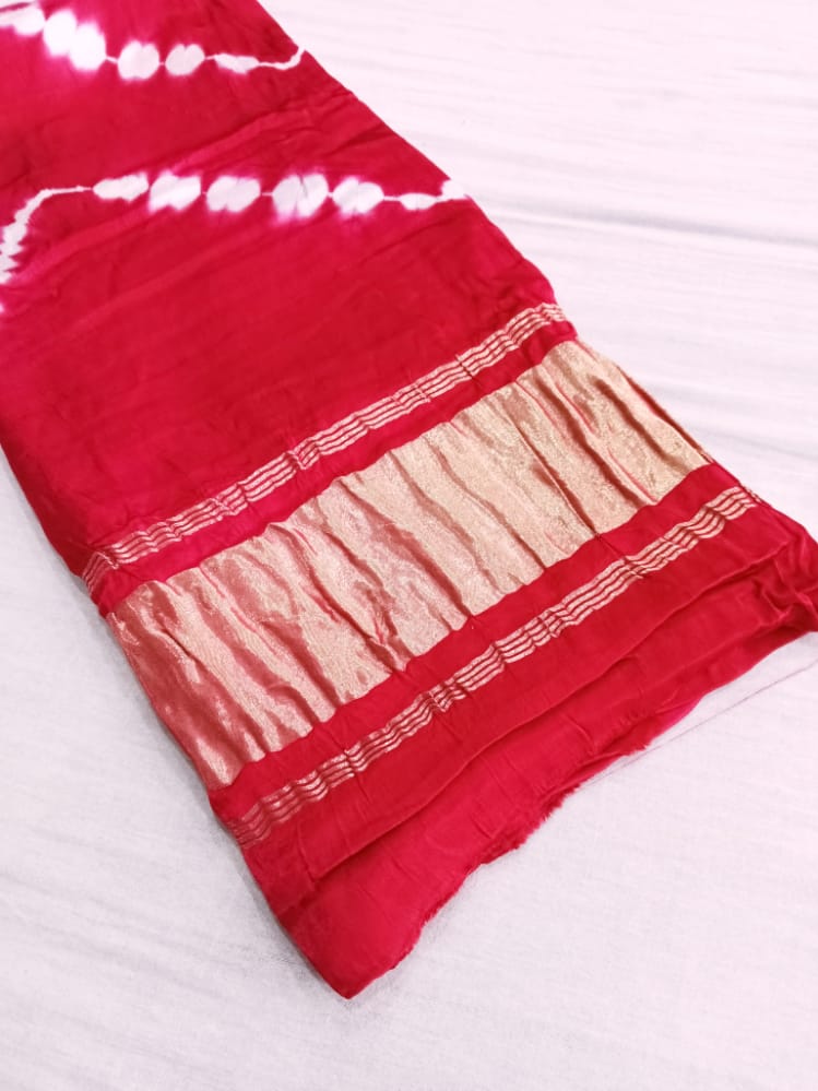 111002 Pure Gajji Silk Plain Dupatta - Rani