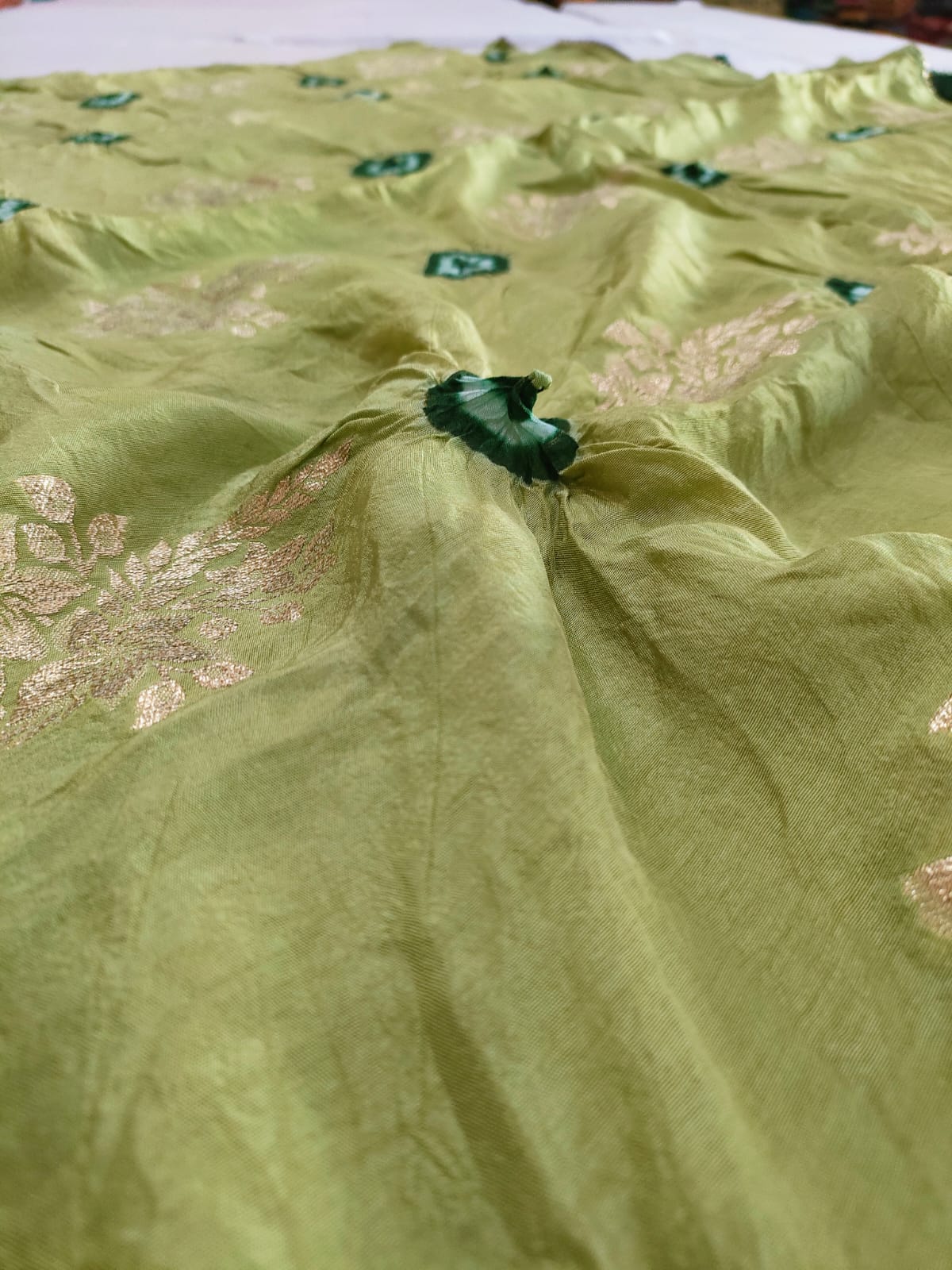 114005 Banarasi Bandhani Party Wear Saree - Green