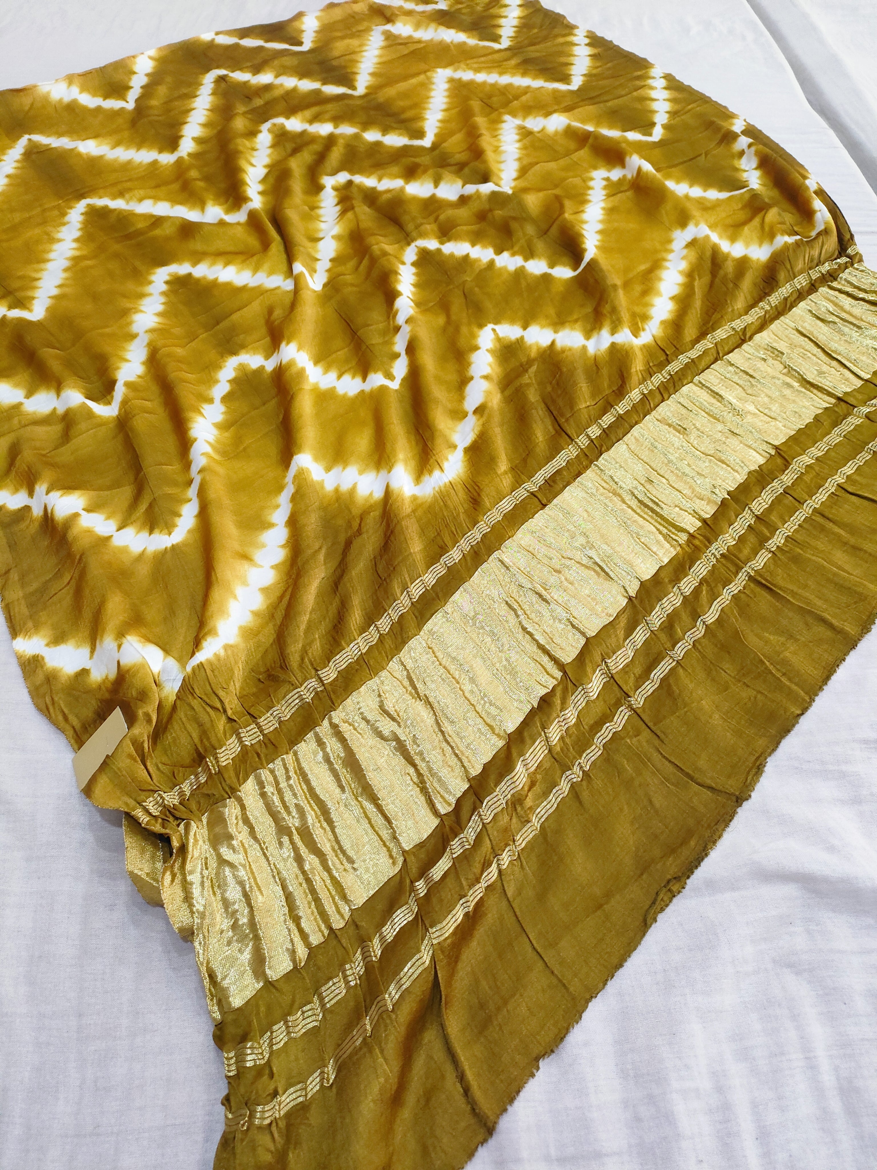 381001 Pure Gajji Silk Hand Dye Dupatta - Golden