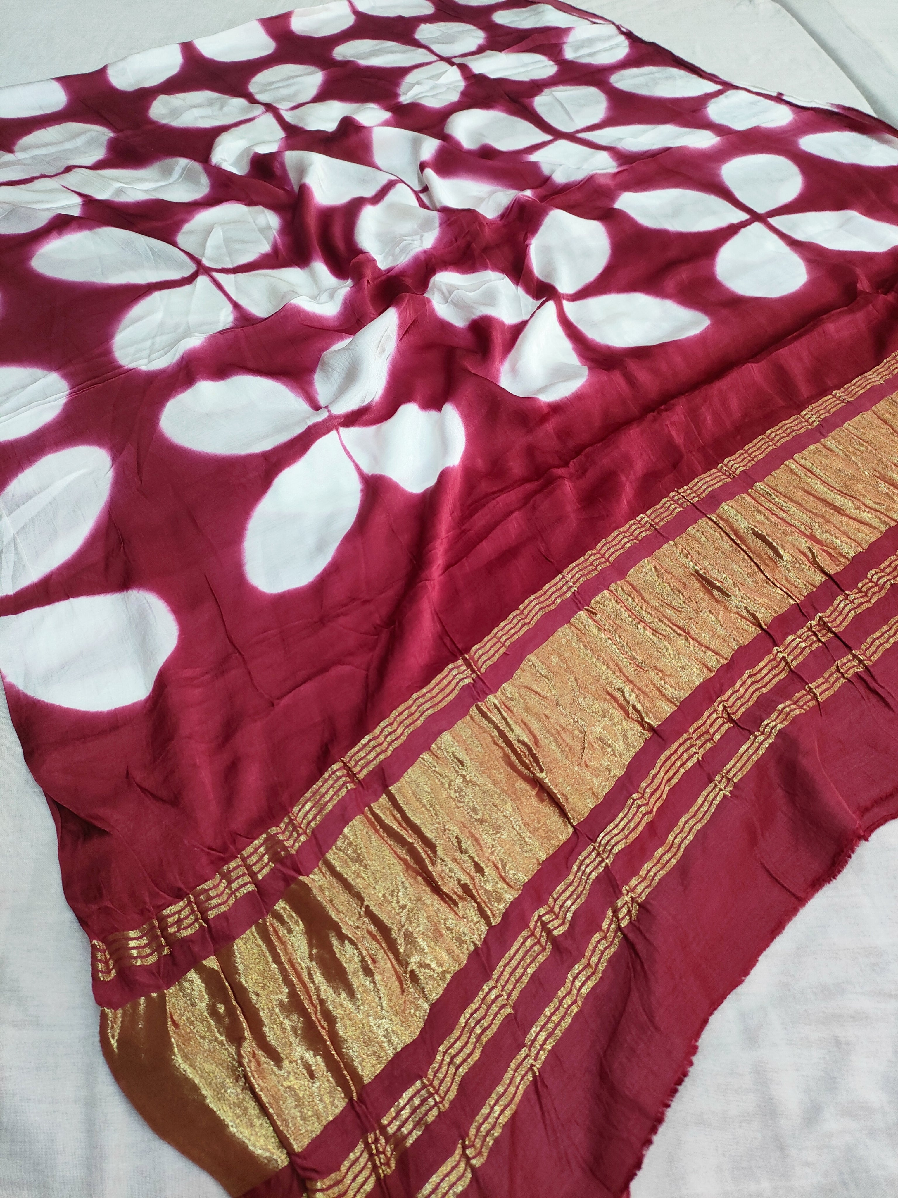 381002 Pure Gajji Silk Hand Dye Dupatta - Maroon