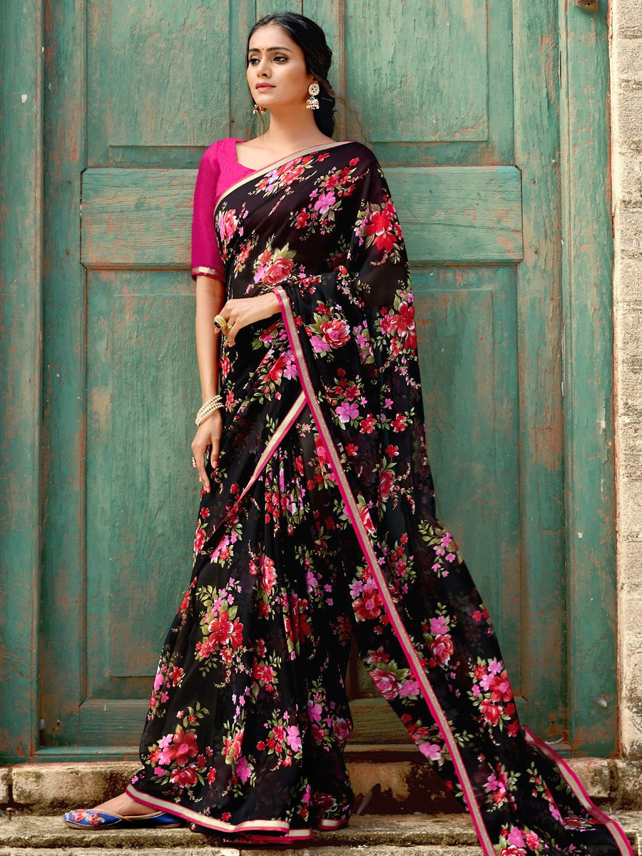 Flower Prints Saree– Chitra Apparels