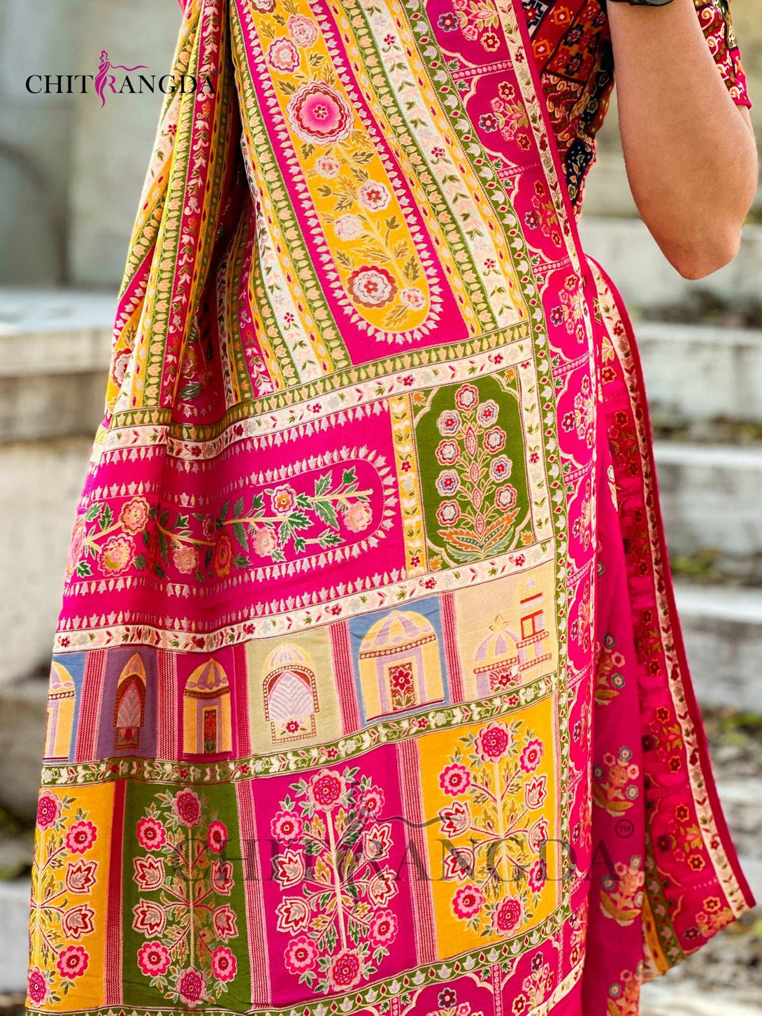 C69103 Pure Dola Silk Original Kashmiri Work Unique Saree