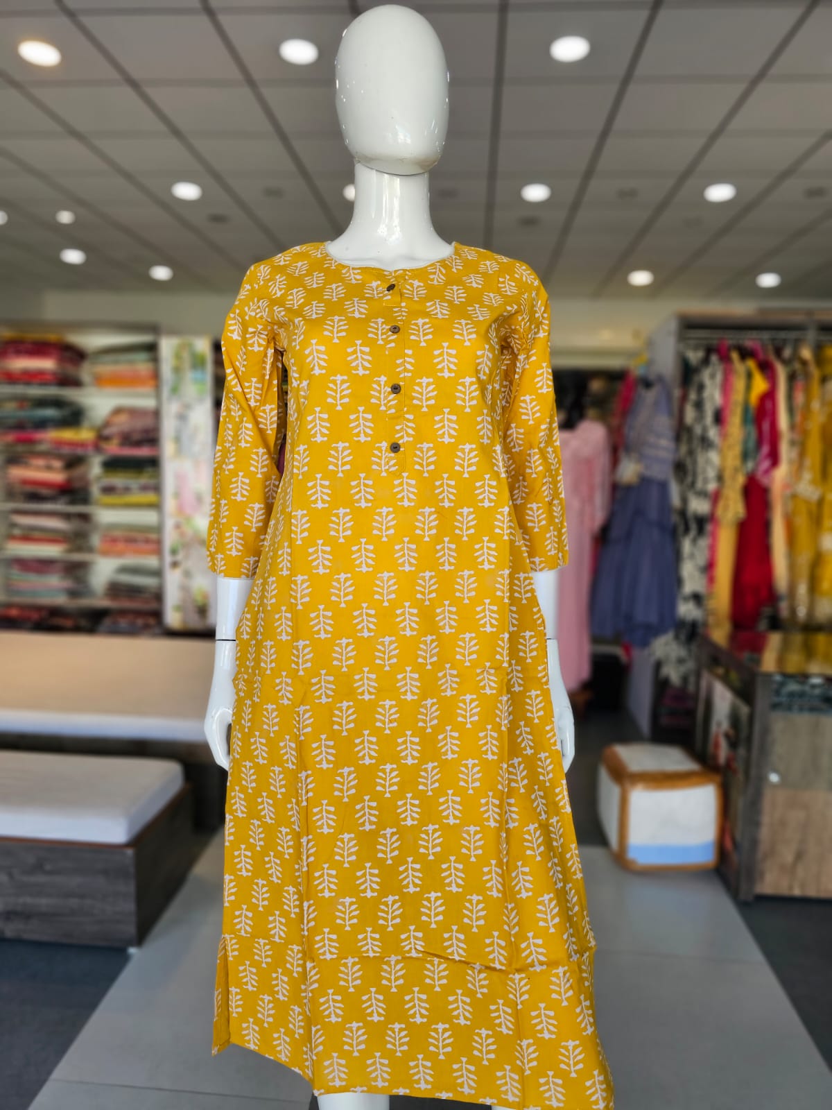 858014 Pure Cotton Hand Printed Kurti 718007