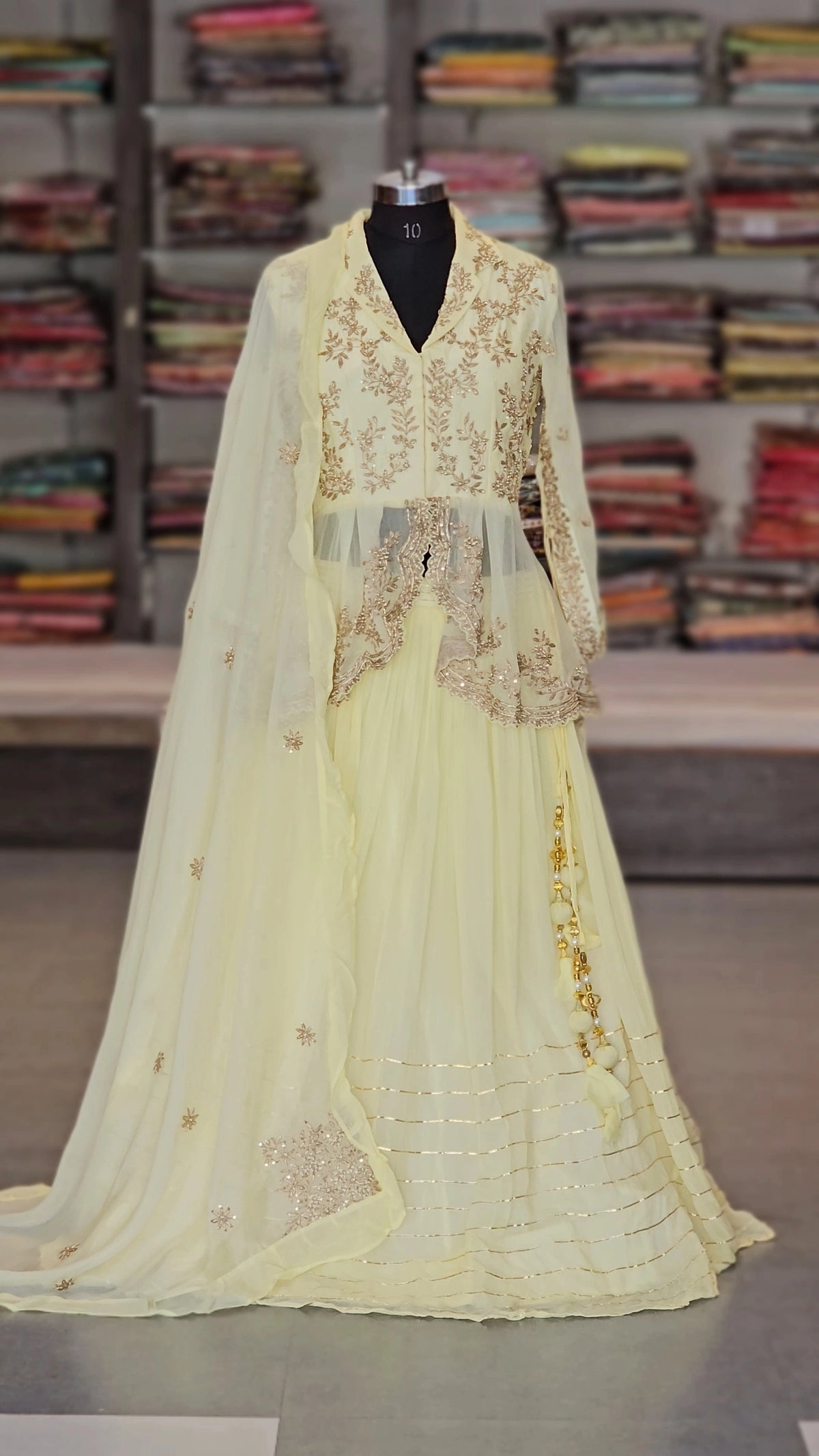 8224 Premium Organza Lehanga Dress with Heavy Peplum Blouse