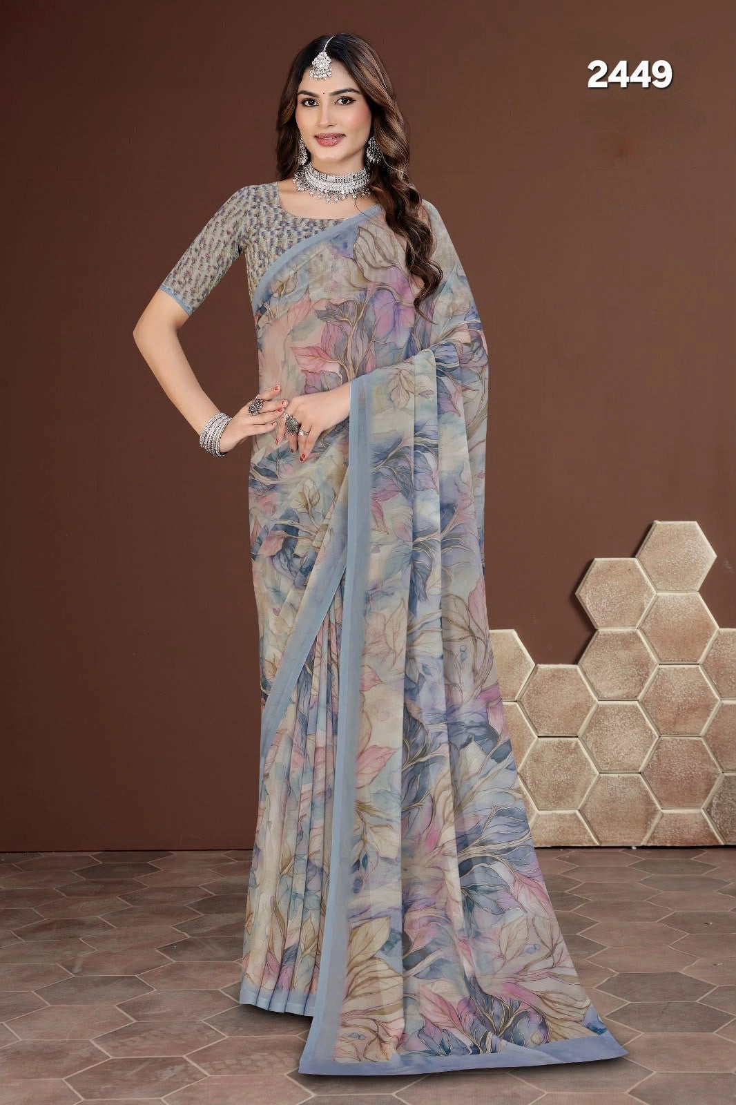 2449 Premium Soft Georgette Digital Print Saree