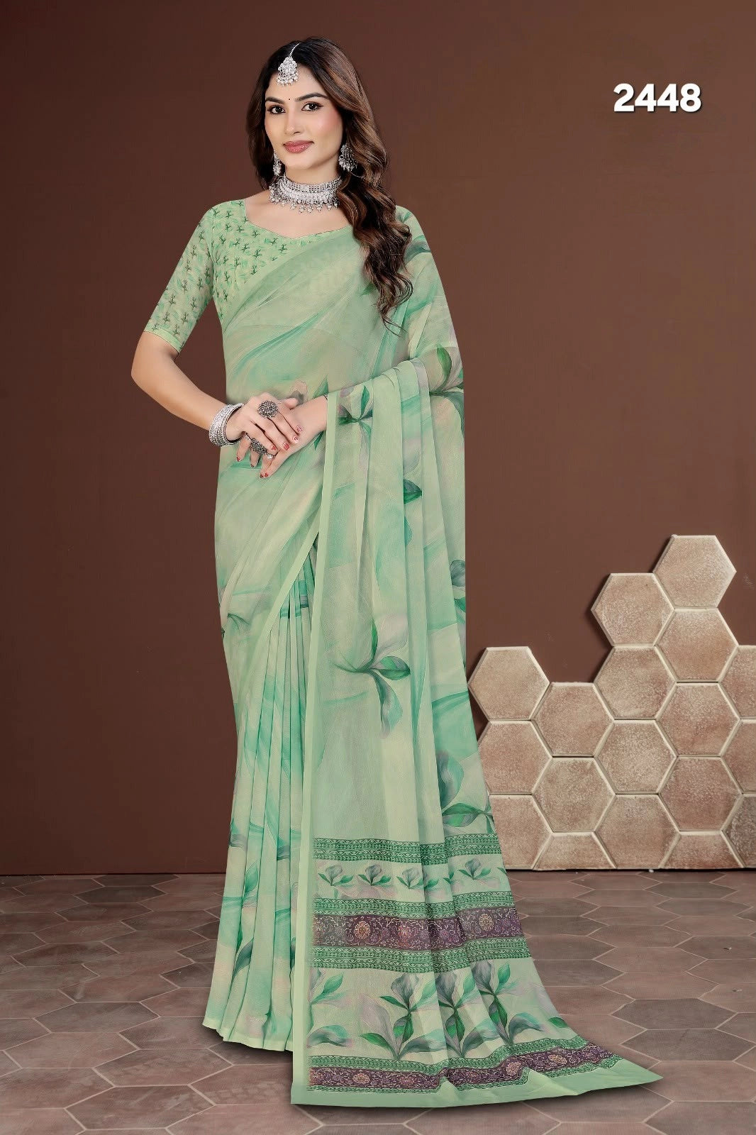 2448 Premium Soft Georgette Digital Print Saree