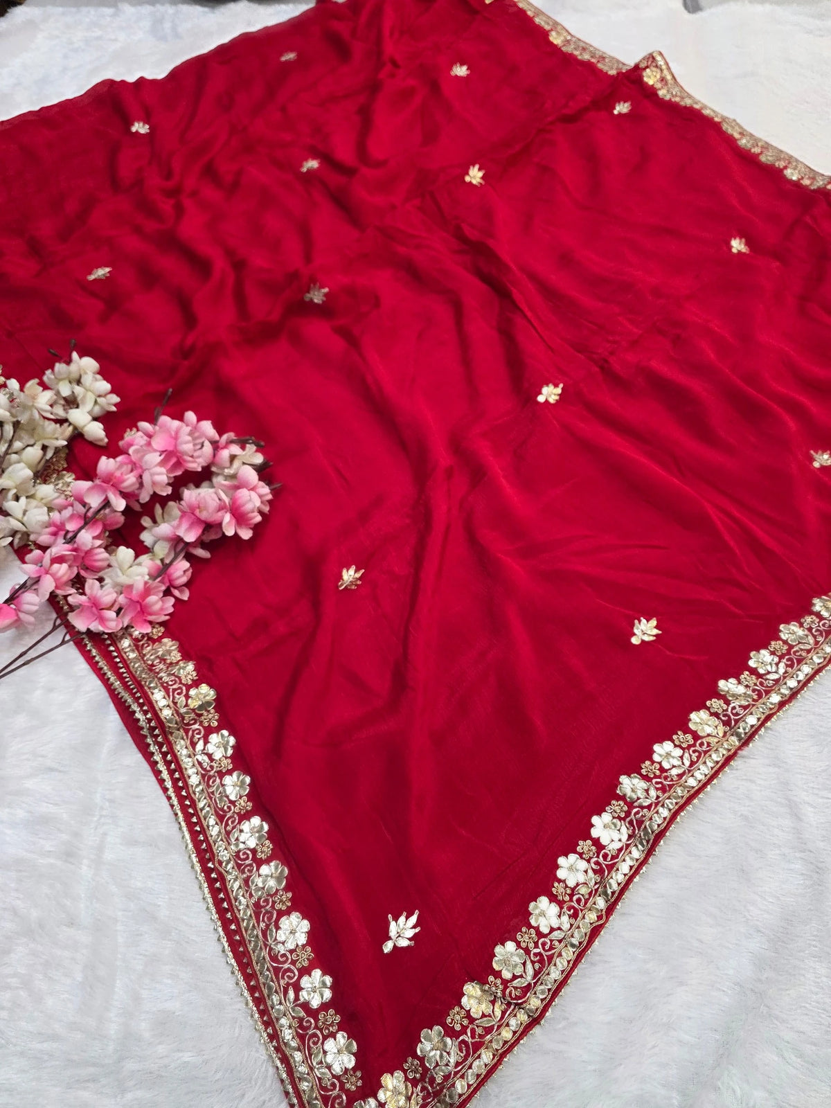 CA1567D Rajasthani Special Gota patti Work Chinon Silk Saree