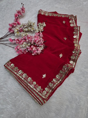 CA1567D Rajasthani Special Gota patti Work Chinon Silk Saree