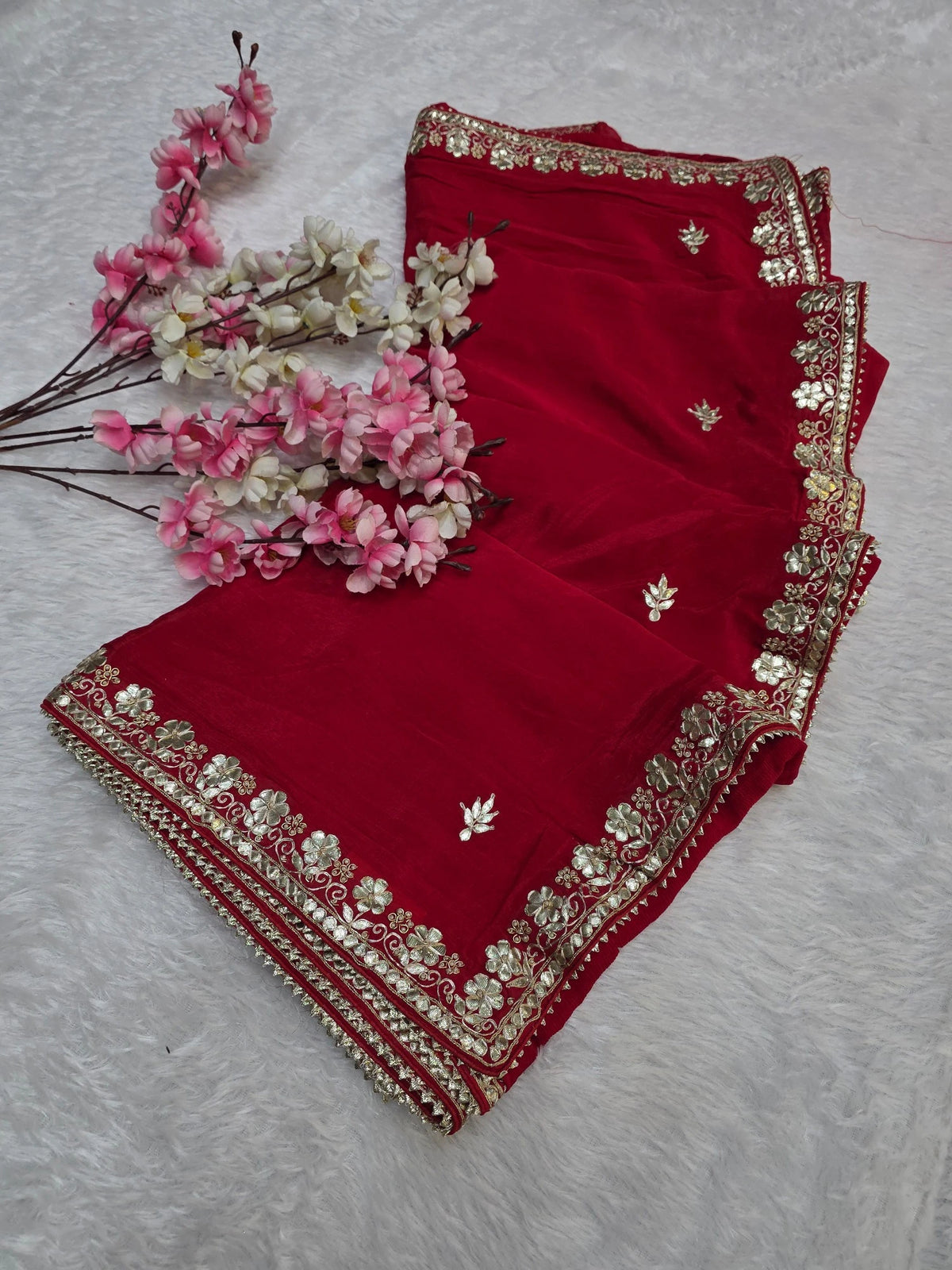 CA1567D Rajasthani Special Gota patti Work Chinon Silk Saree