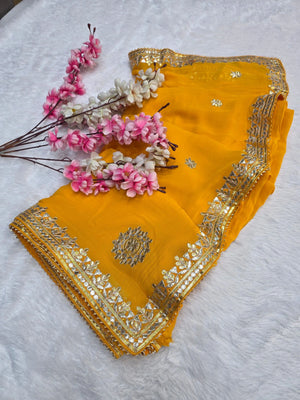 CA1566A Rajasthani Special Gota patti Work Georgette Saree