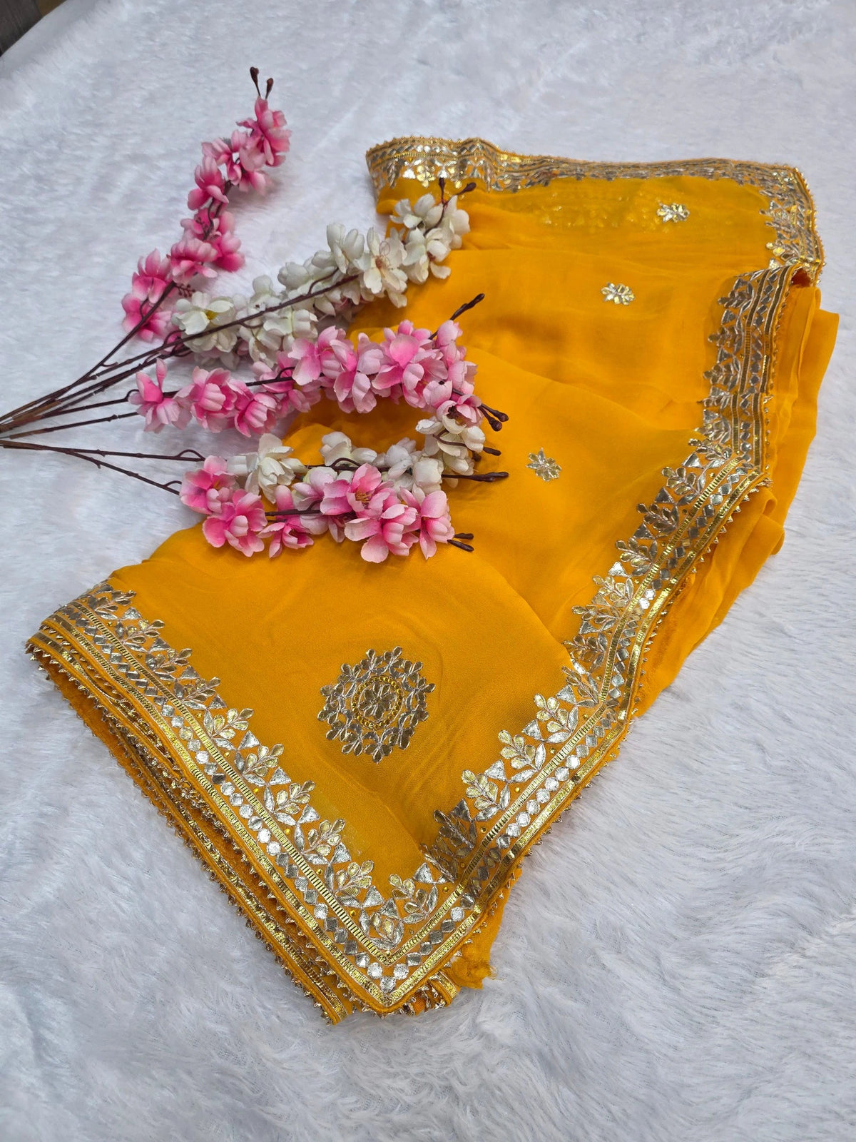 CA1566A Rajasthani Special Gota patti Work Georgette Saree