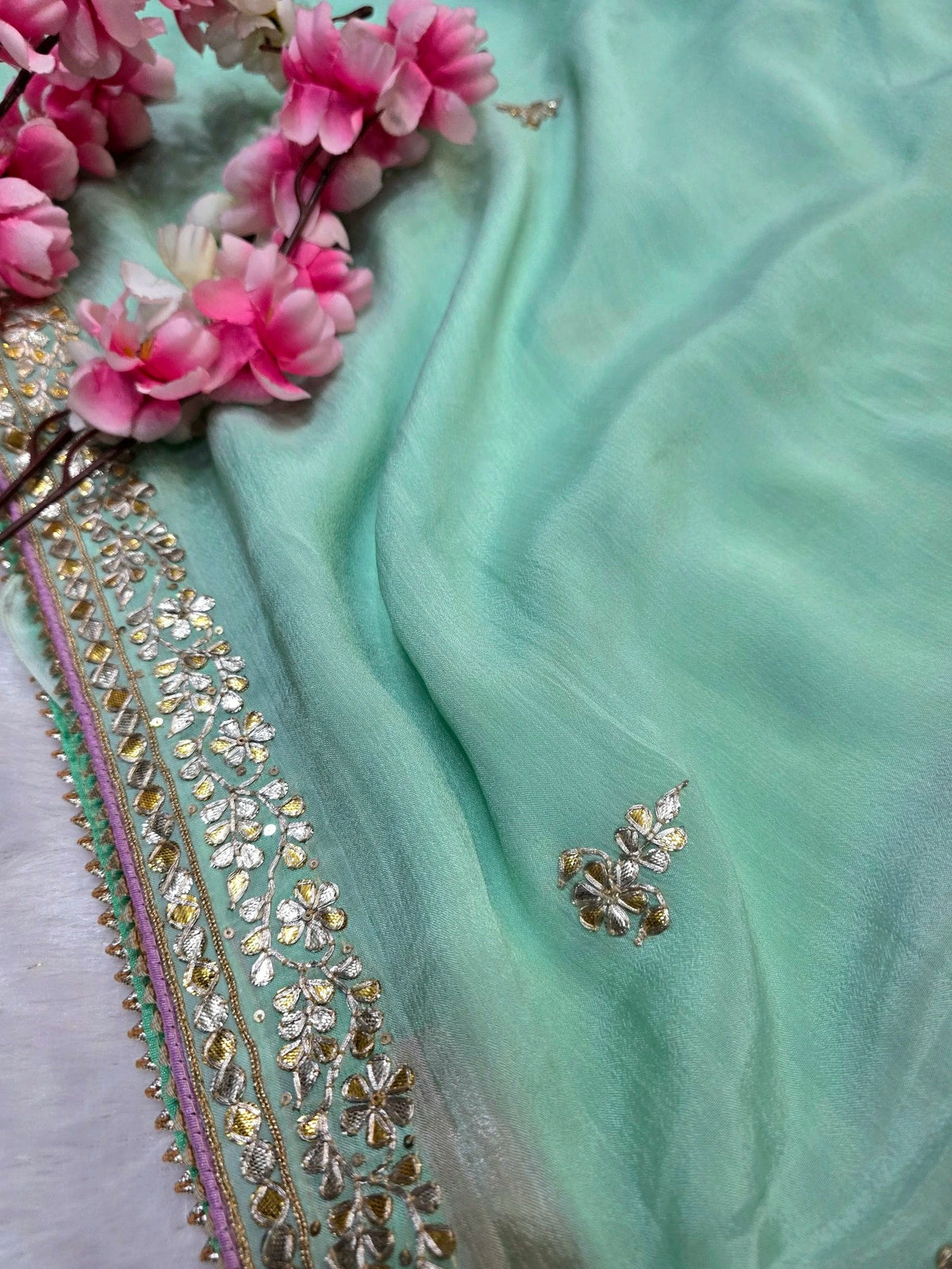 CA1567B Rajasthani Special Gota patti Work Chinon Silk Saree