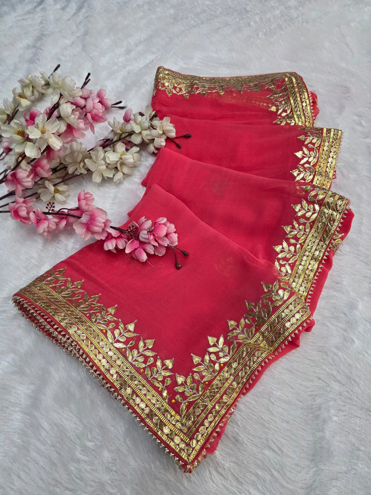 CA1566B Rajasthani Special Gota patti Work Georgette Saree