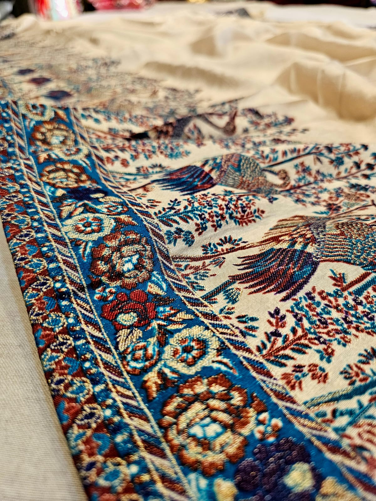 699002 Kashmiri Pashmina Work Saree on Kashmiri Mulberry Silk