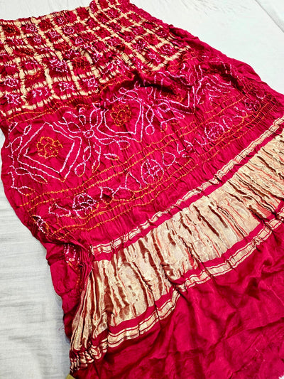 C75002 Premium Ghatchola Hand Bandhani Gajji Silk Saree - Red