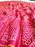 162004 Modal Silk Pure Ajrakh Bandhani Saree Kalamkari Zari Pallu and Ajrakh Printed Blouse - Gajrai pink