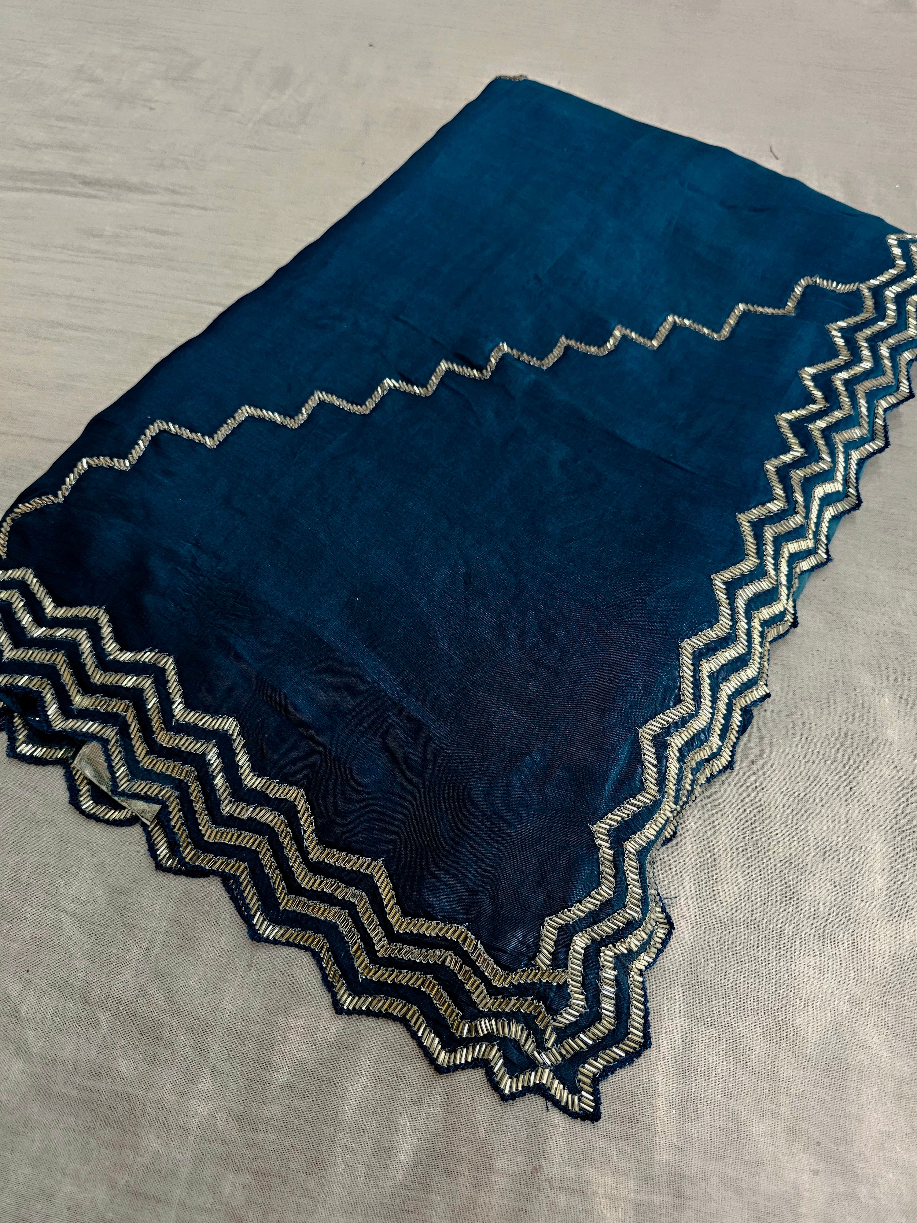 164002 Pure Opara Silk Designer Shaded Saree with Heavy Cutdana Handwo ...