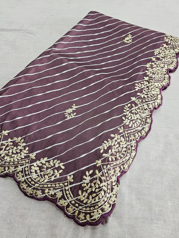 164006 Pure Russian Silk Shaded Lehariya Saree with Original Zari Pitta Handwork