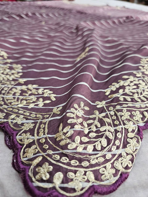 164006 Pure Russian Silk Shaded Lehariya Saree with Original Zari Pitta Handwork
