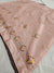 518004 Soft Linen Saree With Embroidery - Pink
