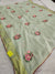 518002 Soft Linen Saree With Embroidery - Green
