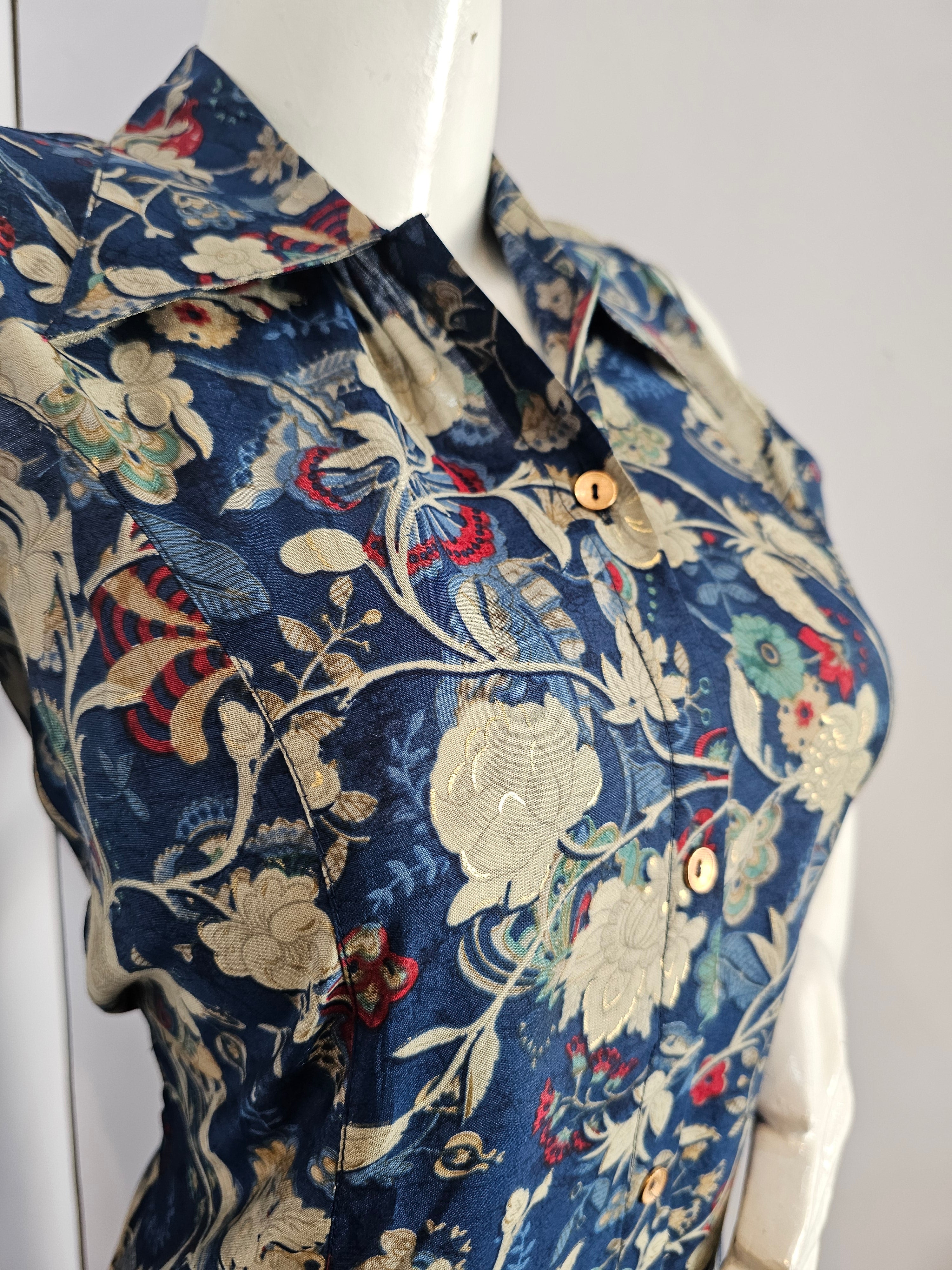 166006 Floral Printed A Line One Piece White Middy