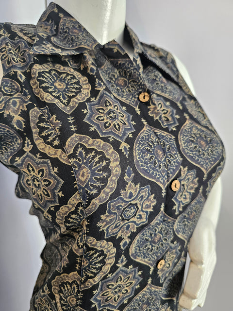 166003 Ajrakh Printed A Line Middy With Collar