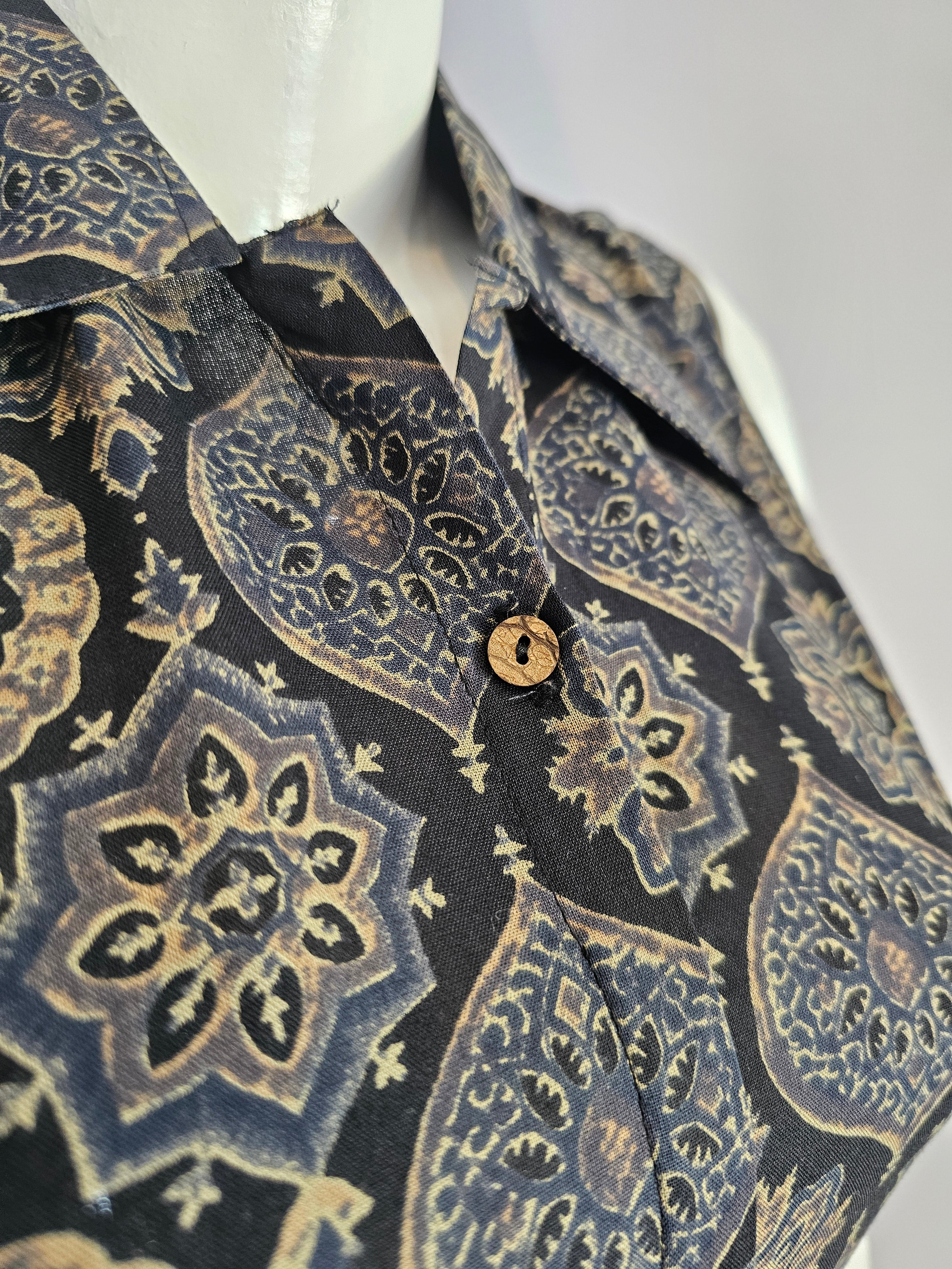 166003 Ajrakh Printed A Line Middy With Collar